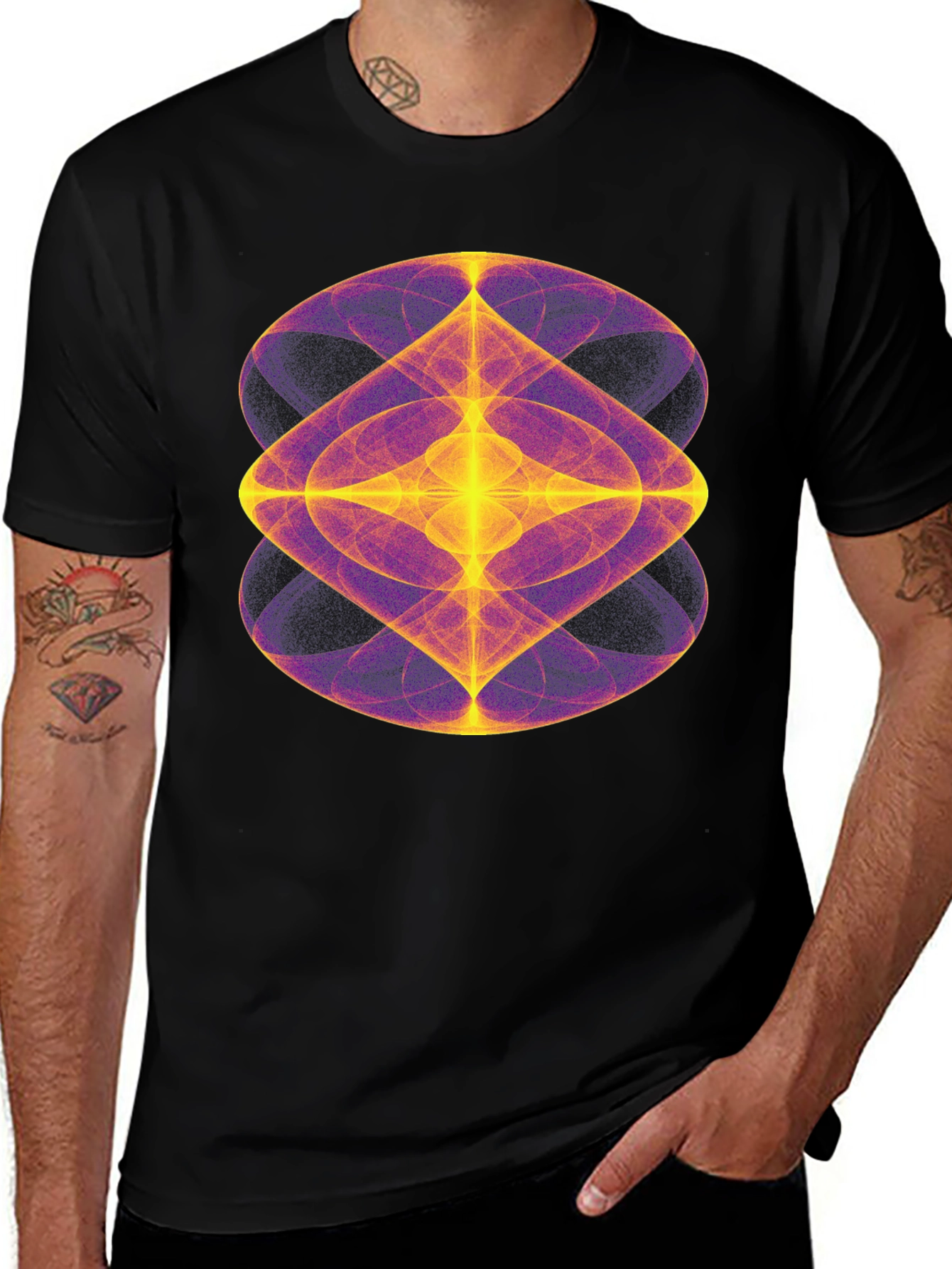 Abstract Geometric Graphic Black T-Shirt