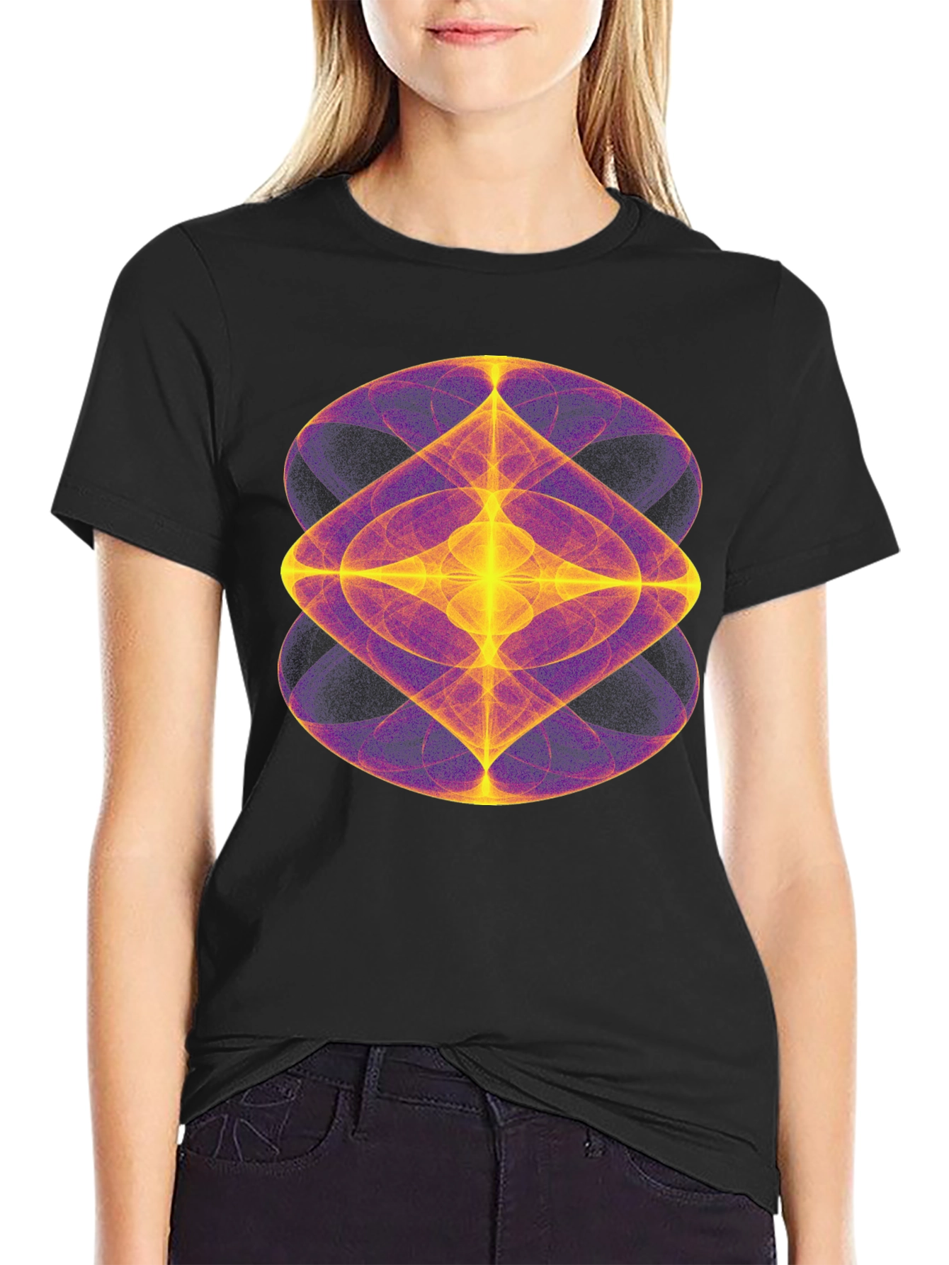 Abstract Geometric Graphic Black T-Shirt