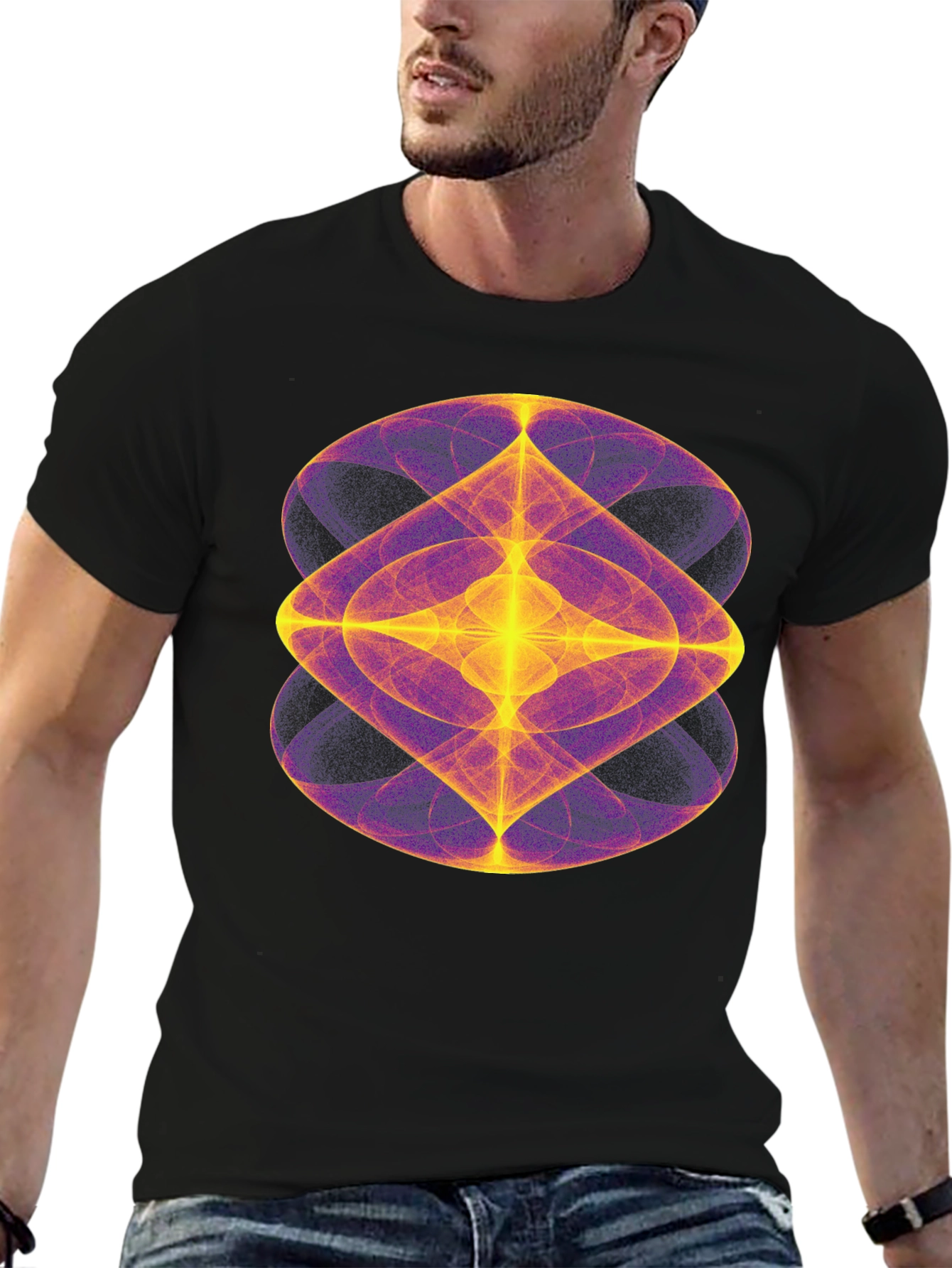 Abstract Geometric Graphic Black T-Shirt