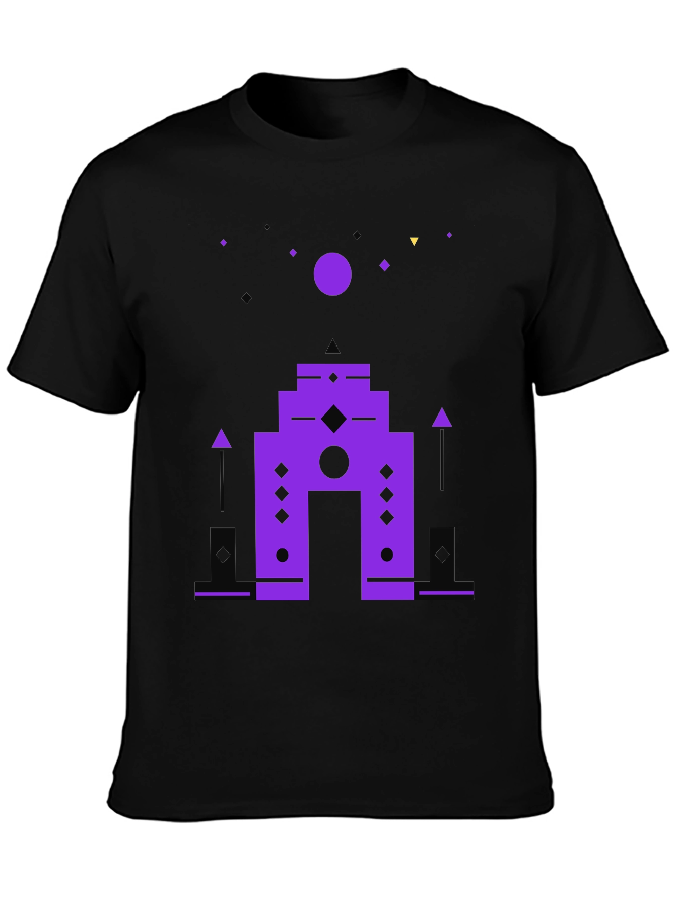 Abstract Geometric Graphic Print Black T-Shirt