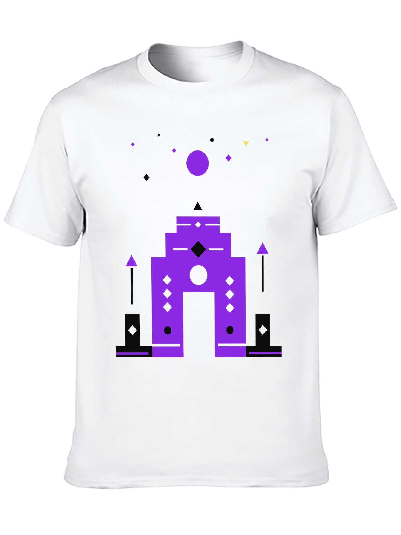 Abstract Geometric Graphic Print Black T-Shirt