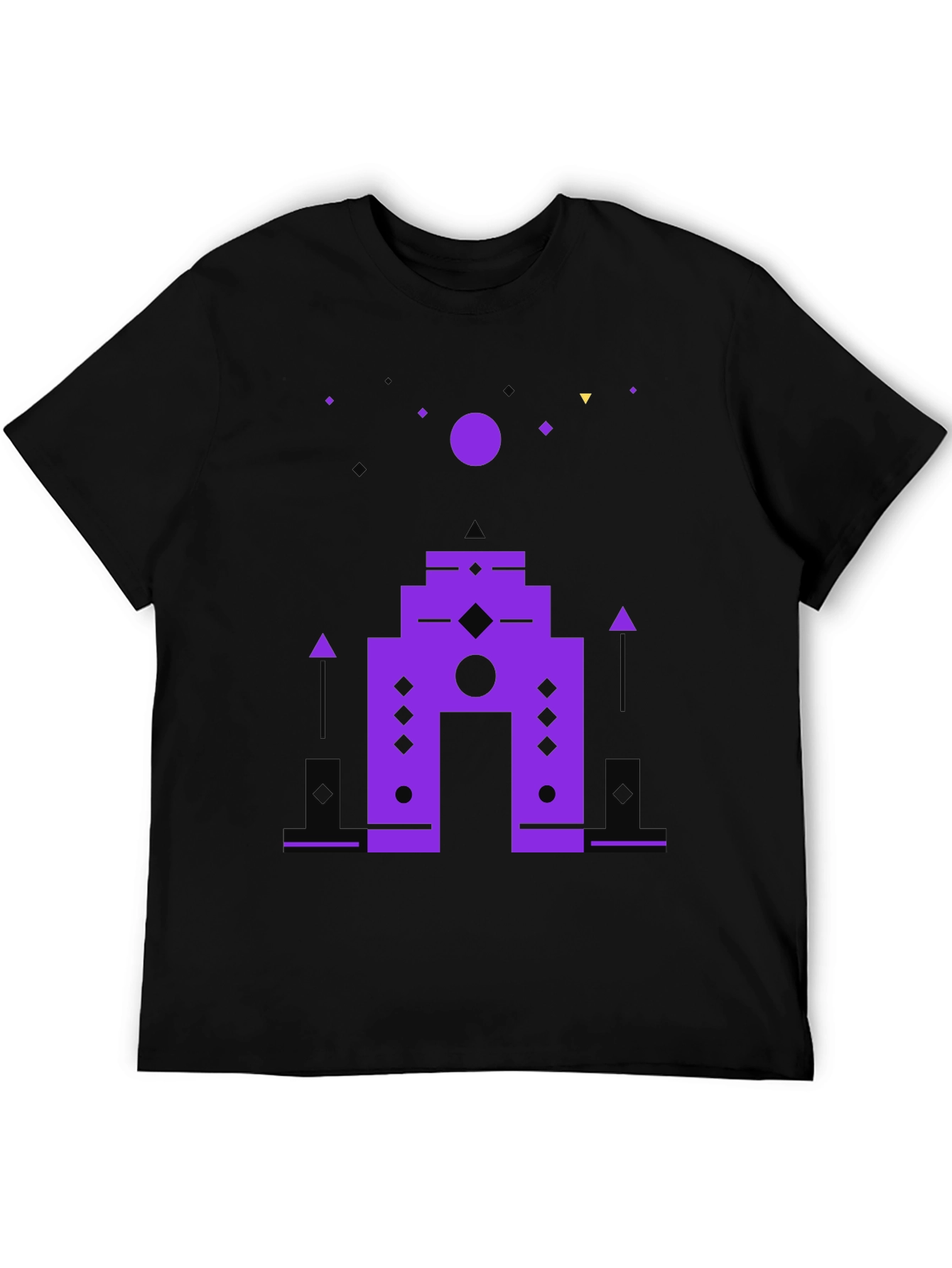 Abstract Geometric Graphic Print Black T-Shirt