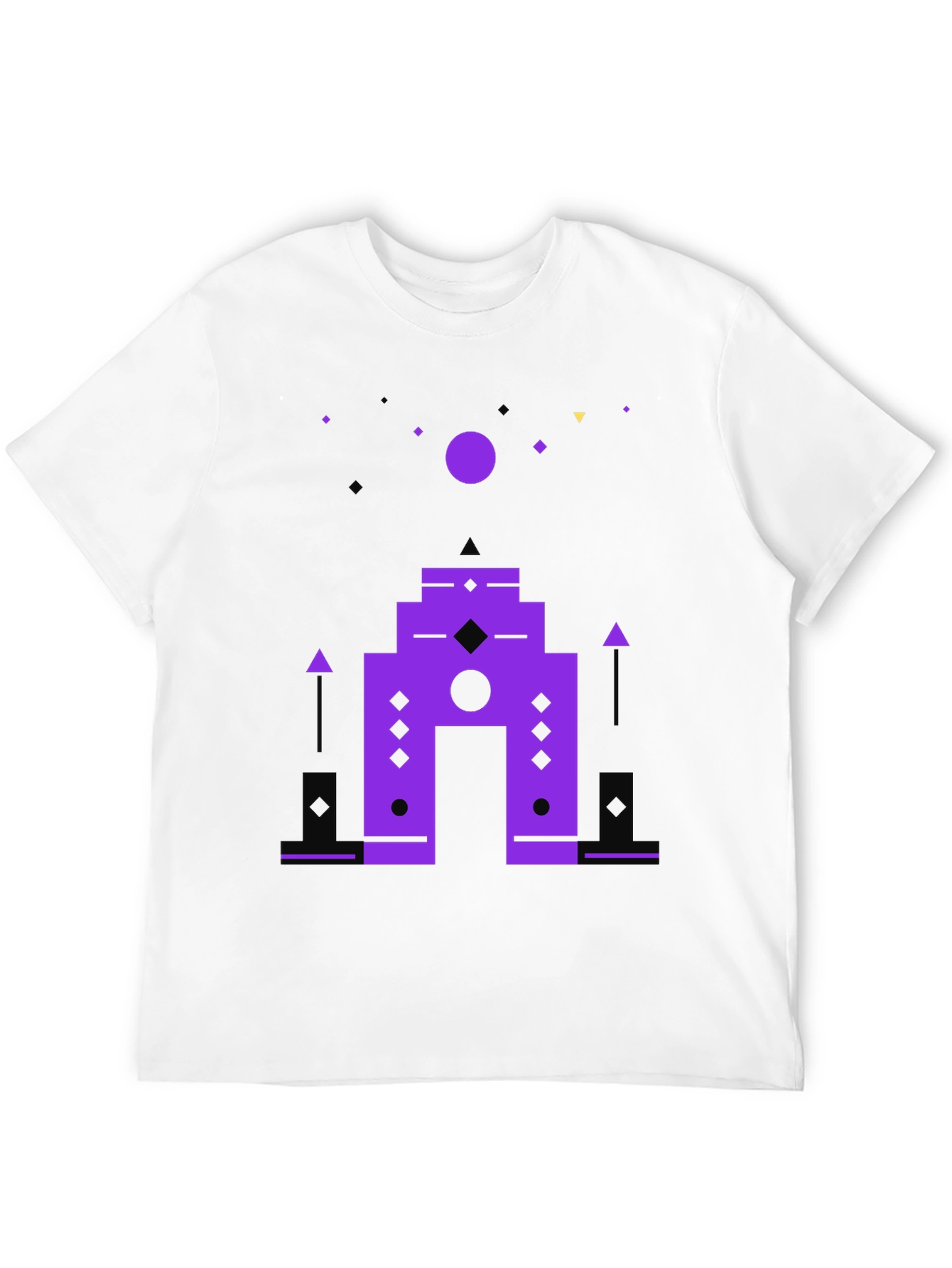Abstract Geometric Graphic Print Black T-Shirt