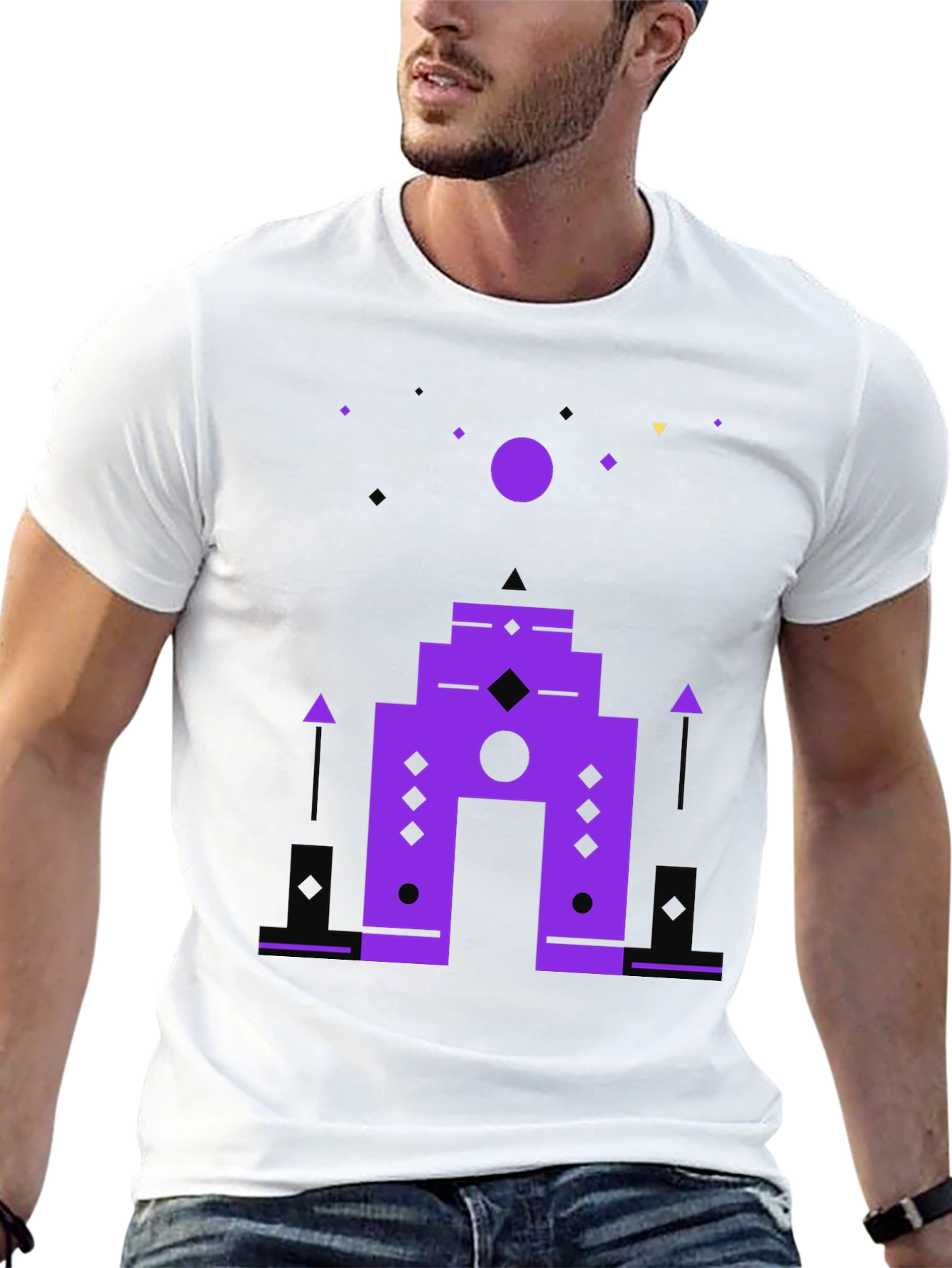 Abstract Geometric Graphic Print Black T-Shirt