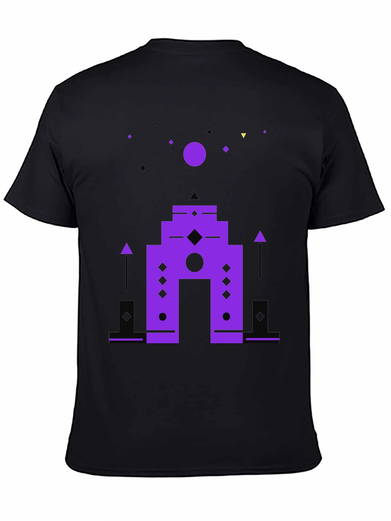 Abstract Geometric Graphic Print Black T-Shirt