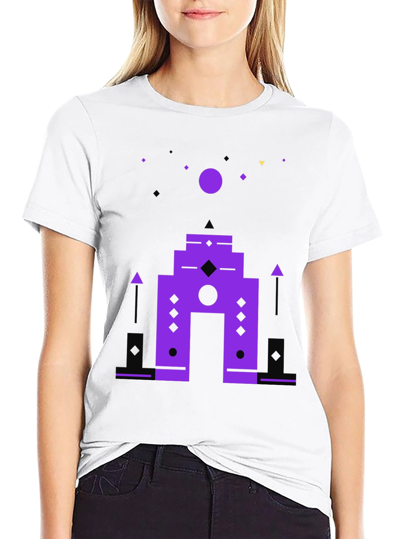 Abstract Geometric Graphic Print Black T-Shirt