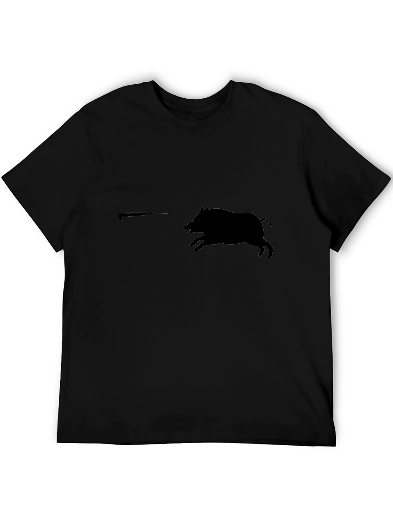 Wild Hog Hunting Tee - Black Cotton Graphic T-Shirt