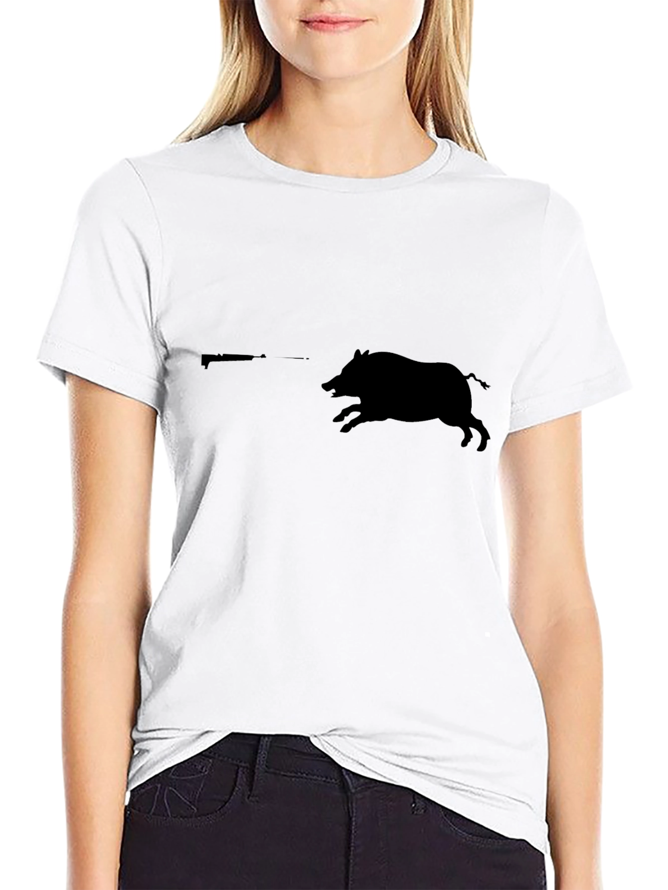 Wild Hog Hunting Tee - Black Cotton Graphic T-Shirt