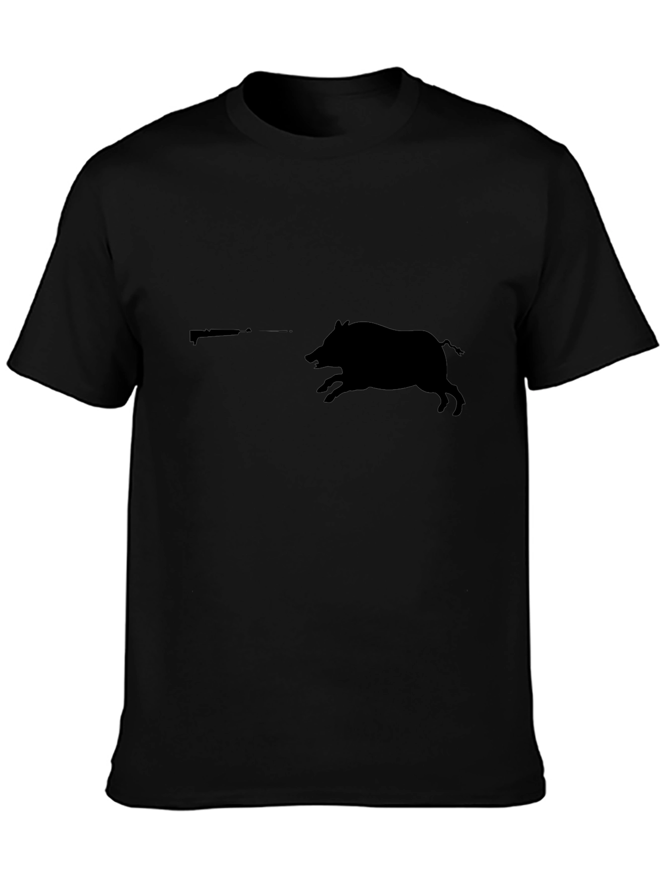Wild Hog Hunting Tee - Black Cotton Graphic T-Shirt