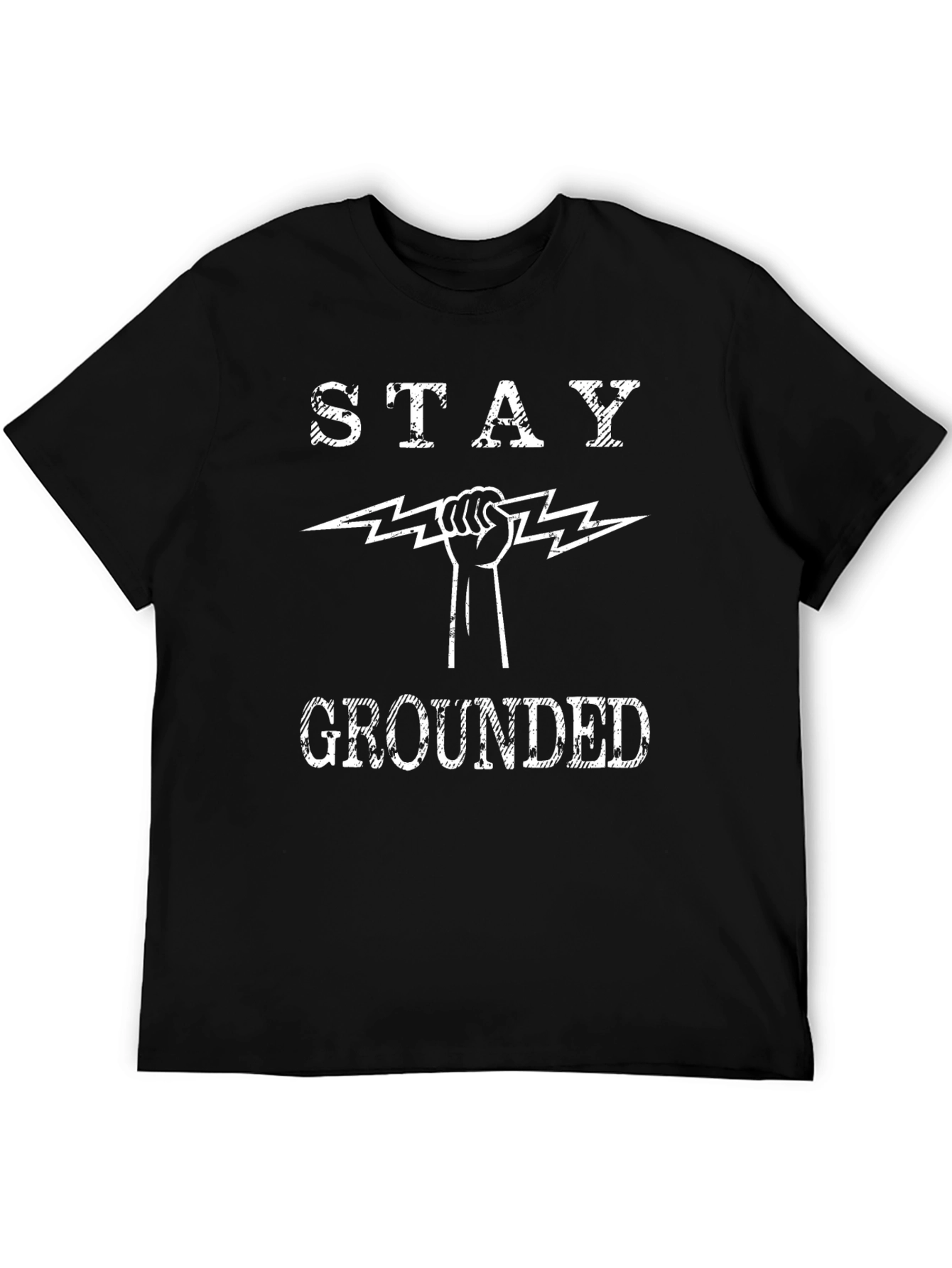 Stay Grounded Graphic Print Black T-Shirt