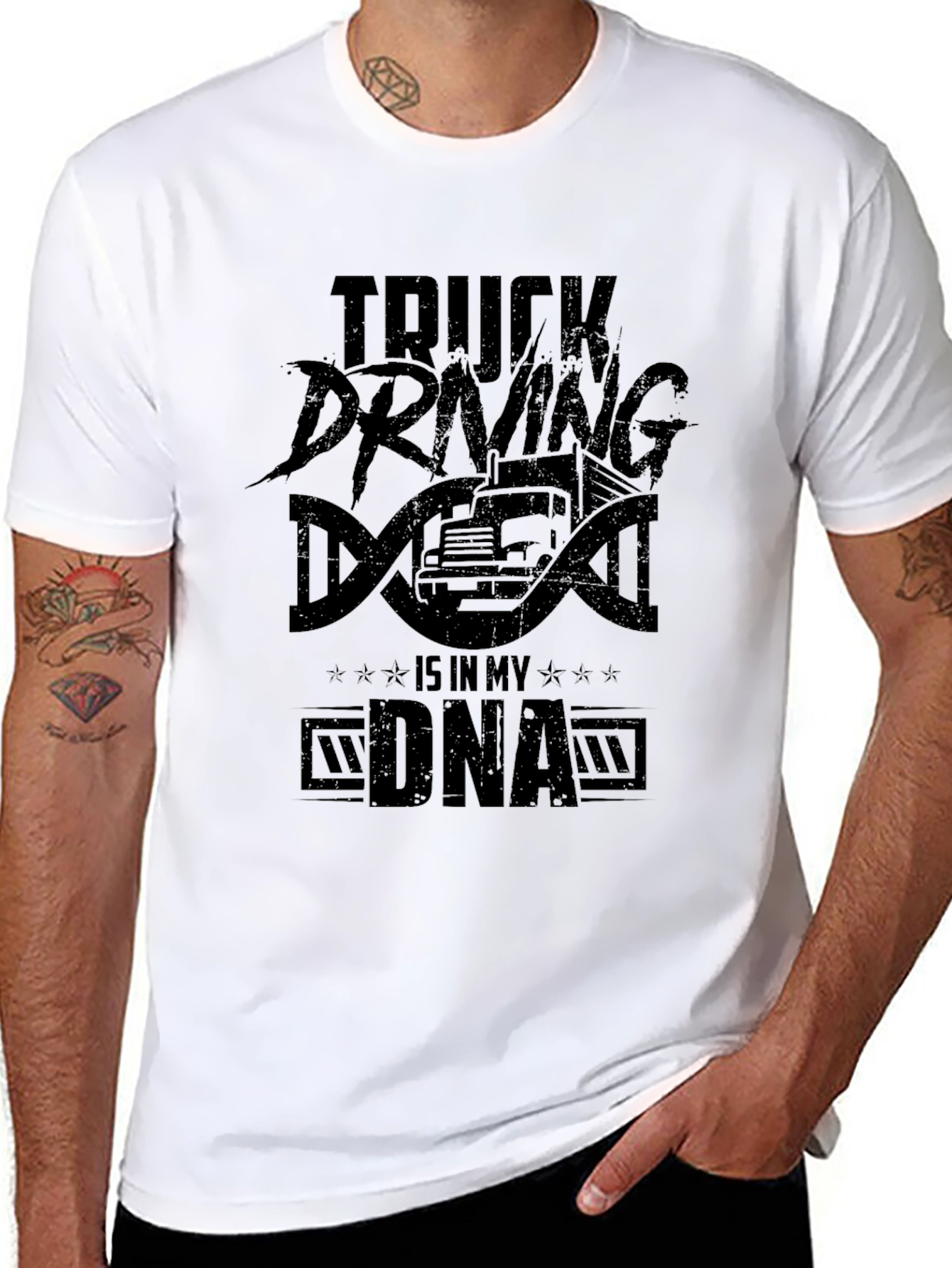 Truck Driving DNA Graphic Tee - Black