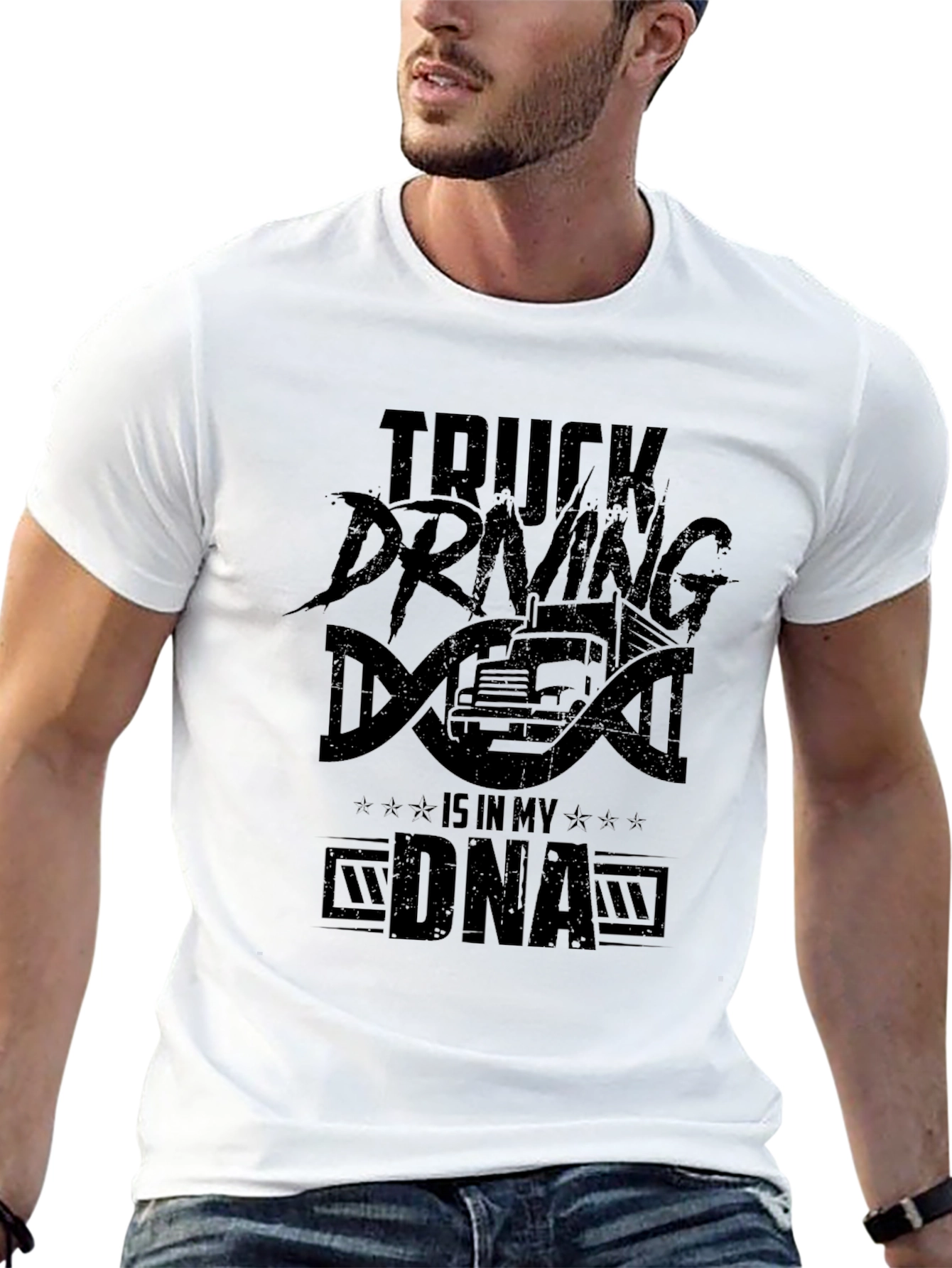 Truck Driving DNA Graphic Tee - Black
