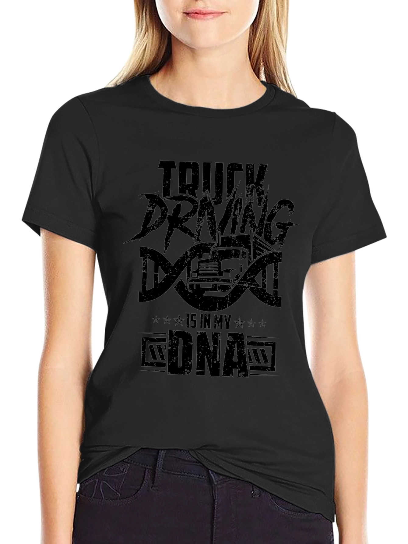 Truck Driving DNA Graphic Tee - Black