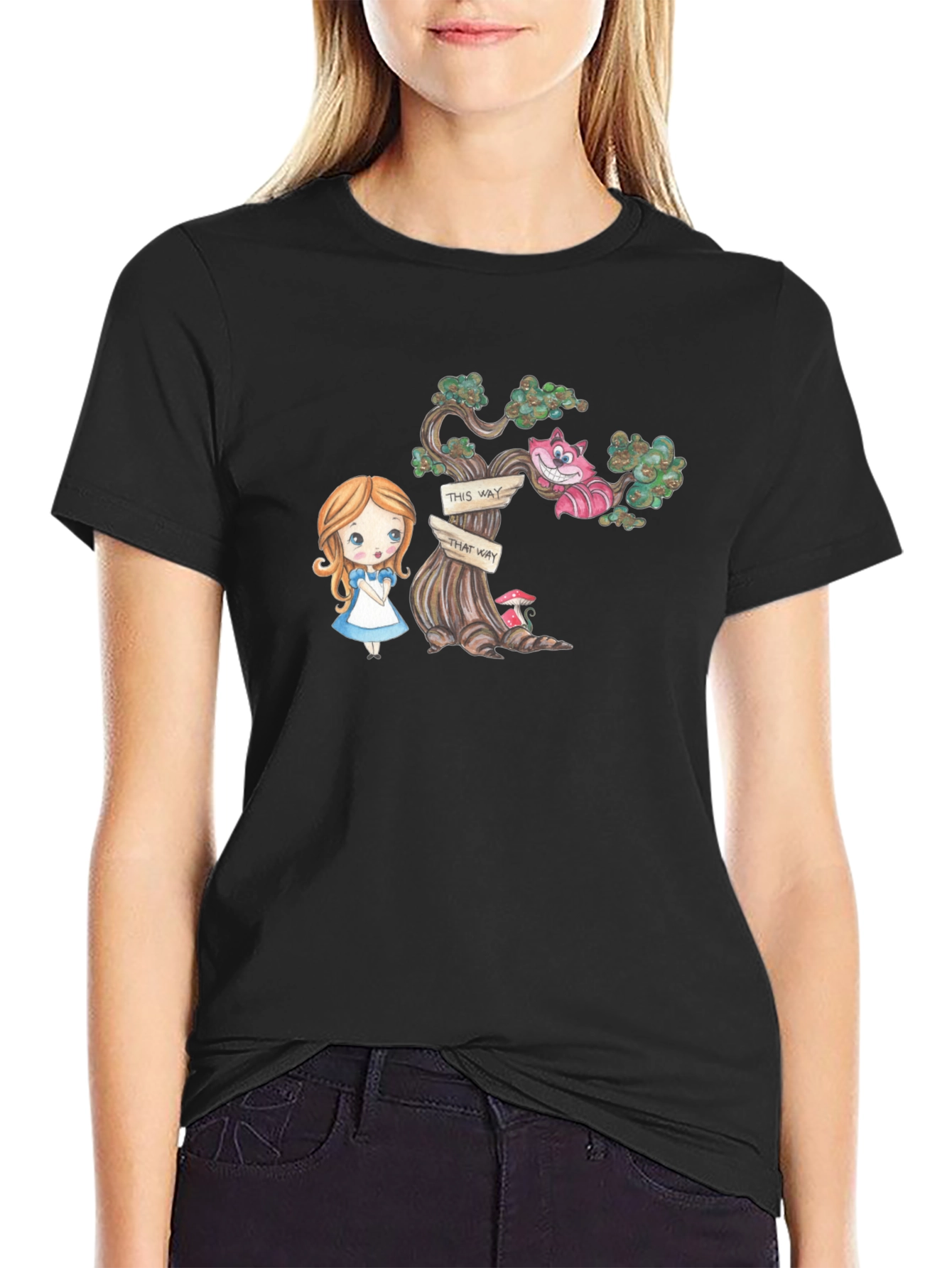 Alice in Wonderland Graphic Tee - Black