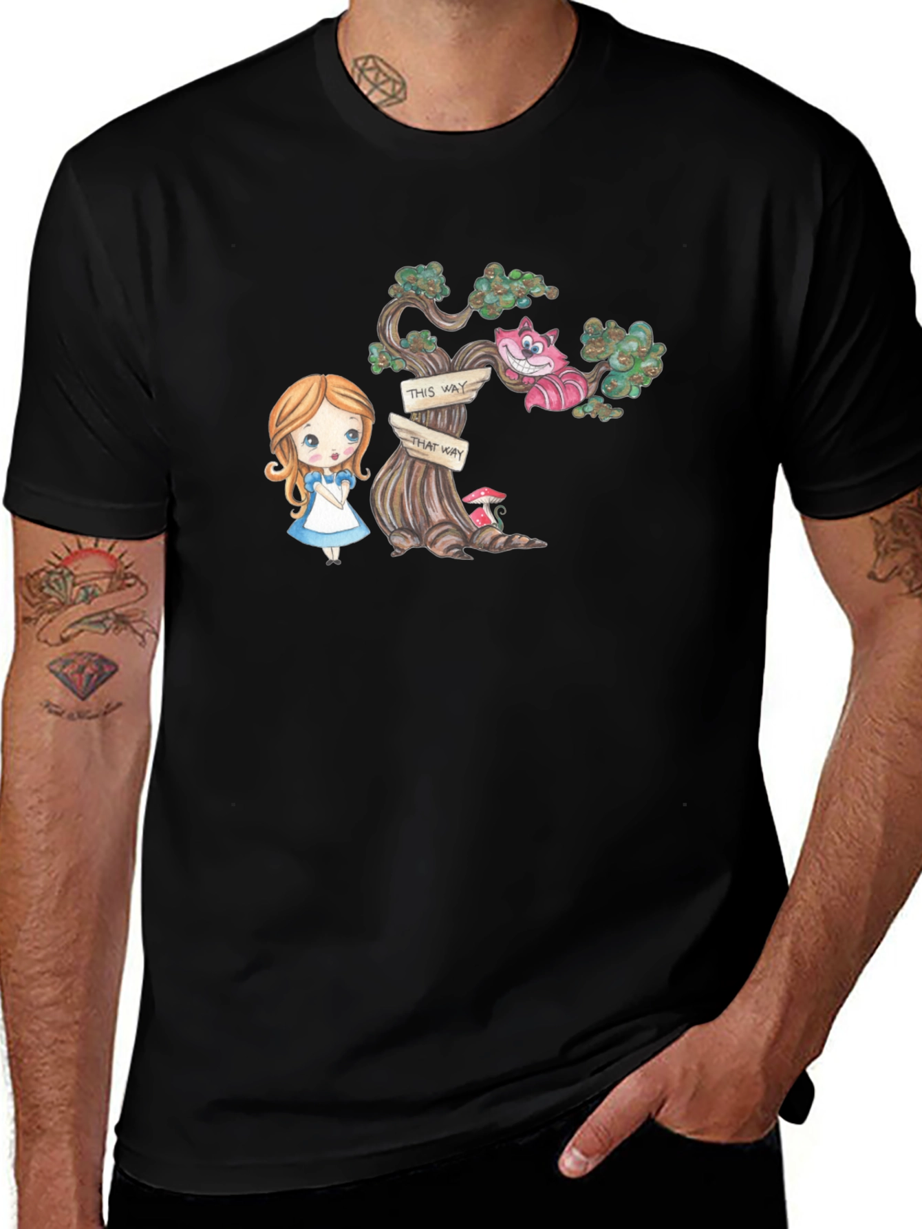 Alice in Wonderland Graphic Tee - Black