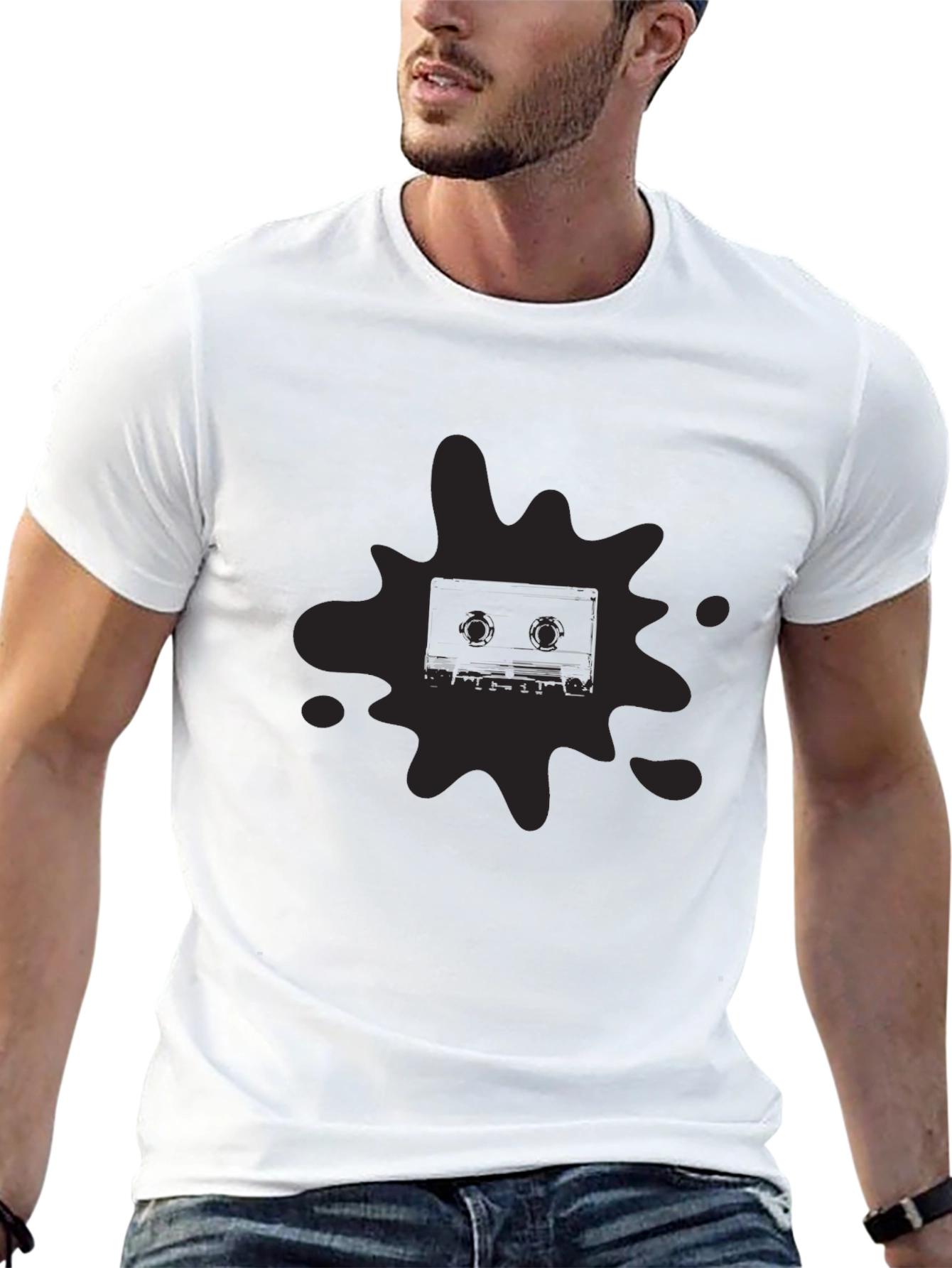 Retro Cassette Tape Graphic Black T-Shirt