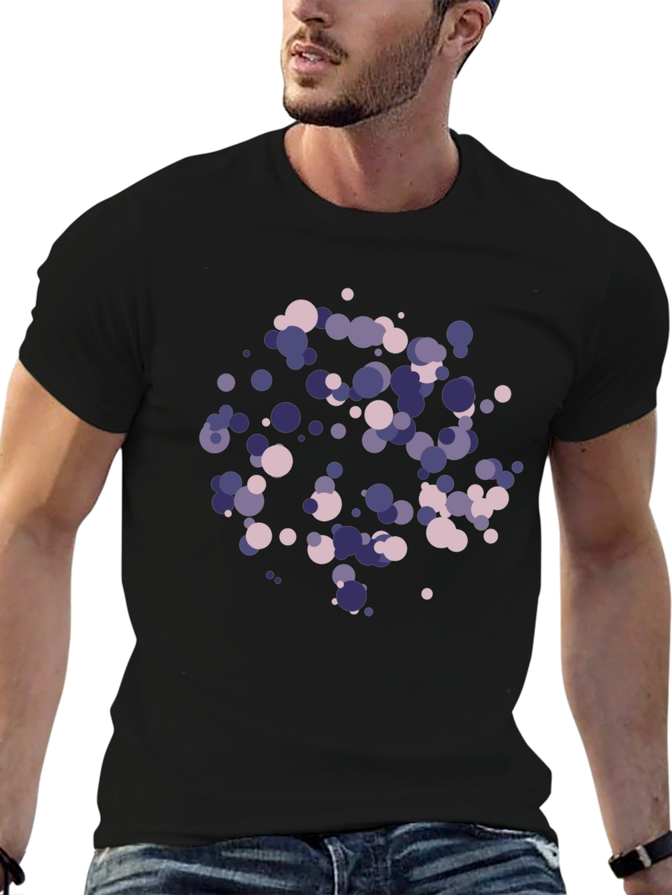 Abstract Dot Pattern Black T-Shirt