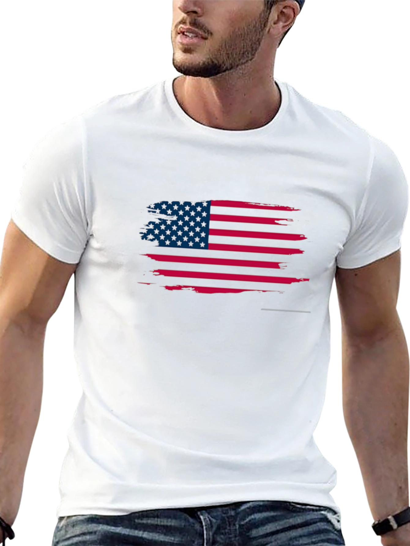 American Flag Distressed Black T-Shirt