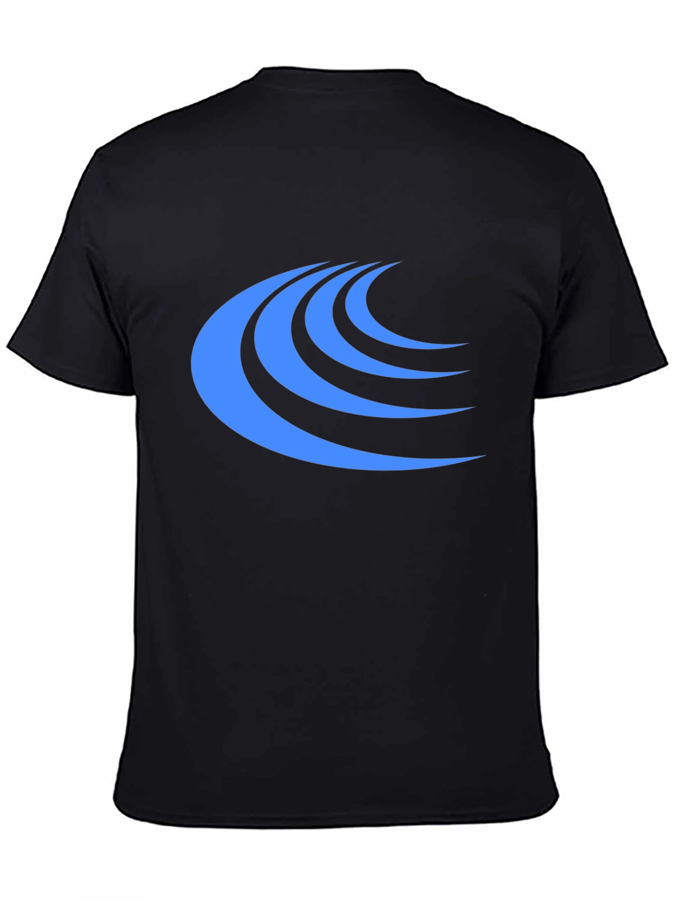 Stylish Black Tee with Blue Wave Design