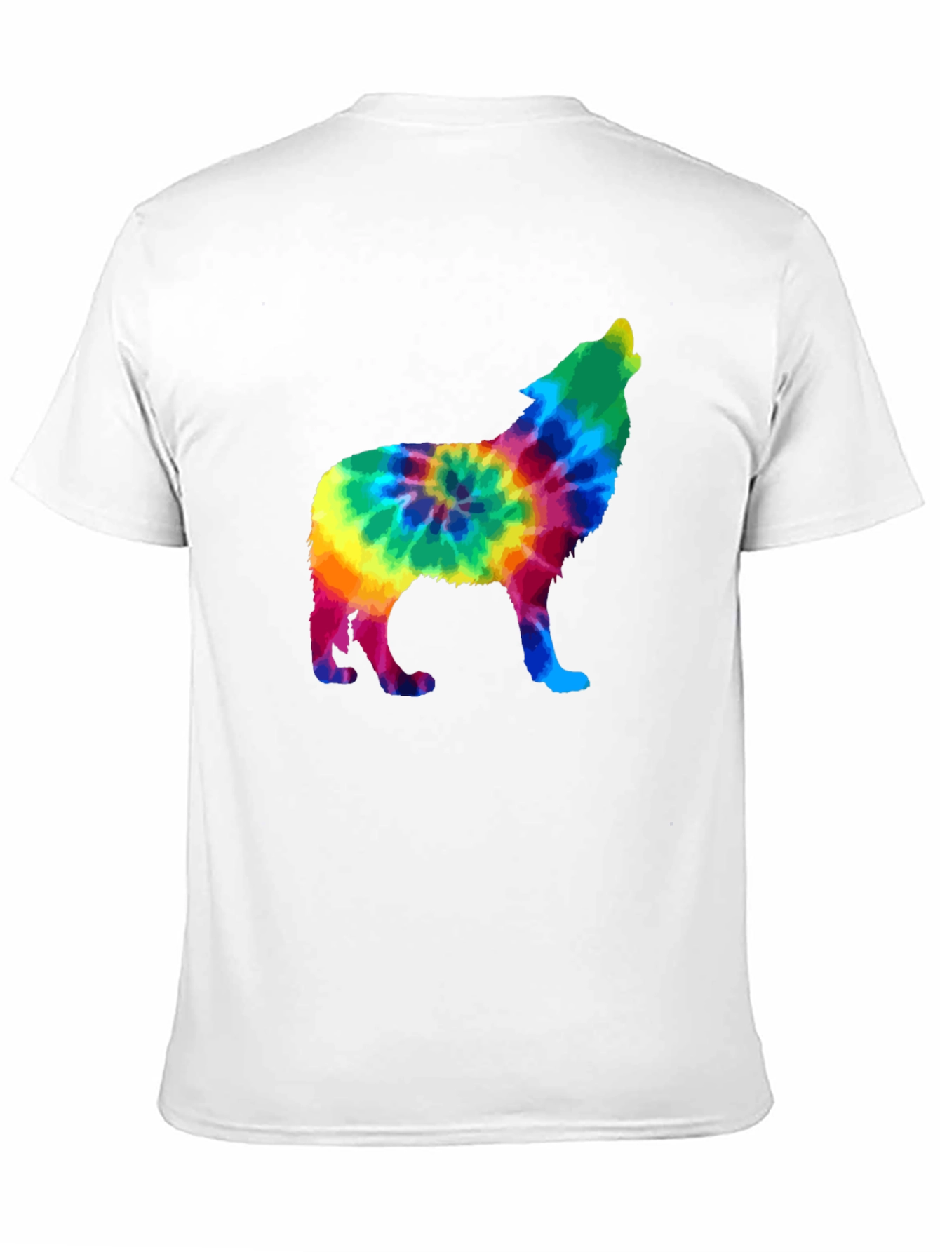 Tie-Dye Wolf Graphic Black T-Shirt
