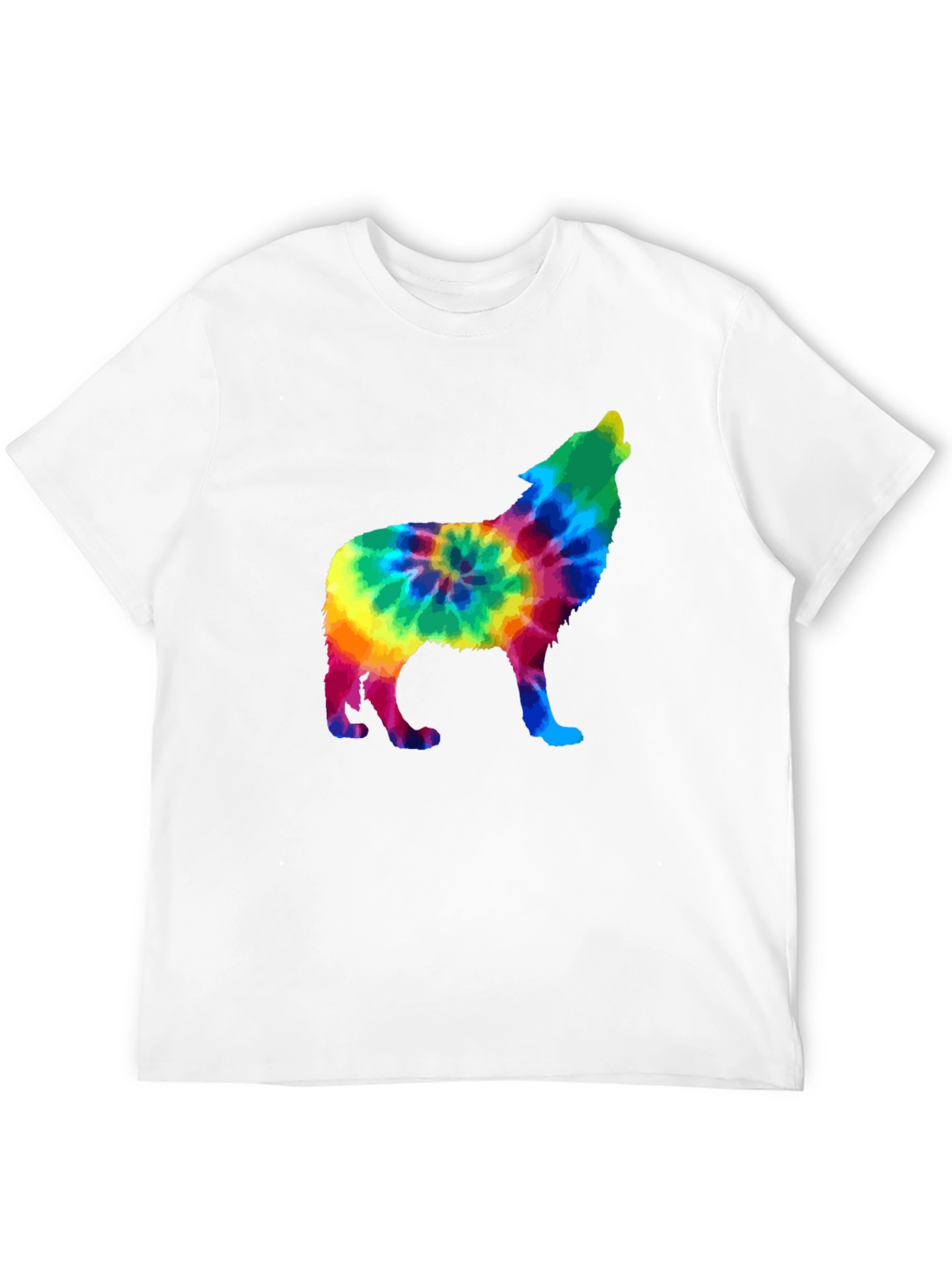Tie-Dye Wolf Graphic Black T-Shirt