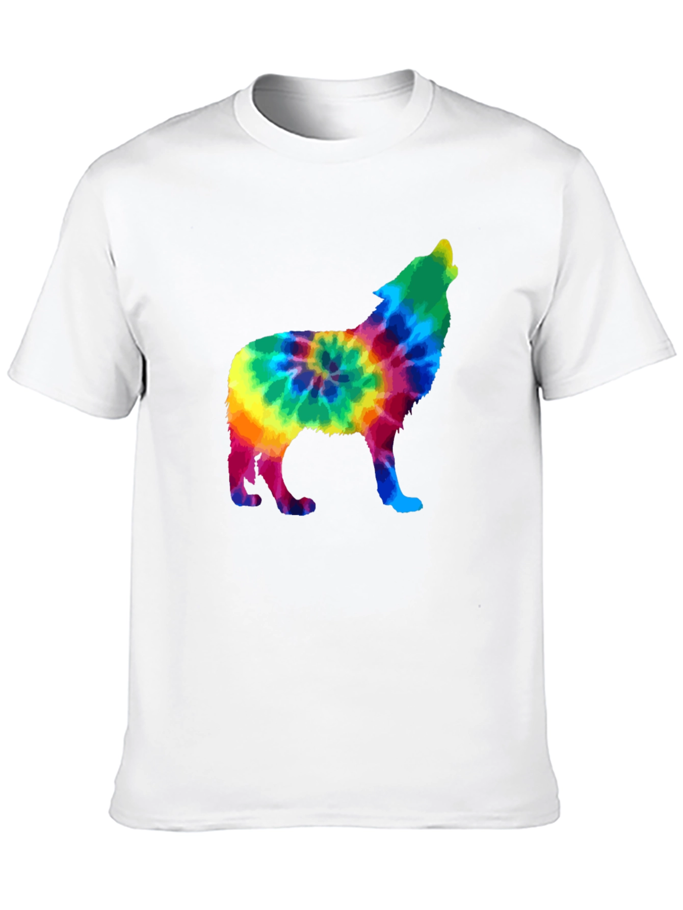 Tie-Dye Wolf Graphic Black T-Shirt