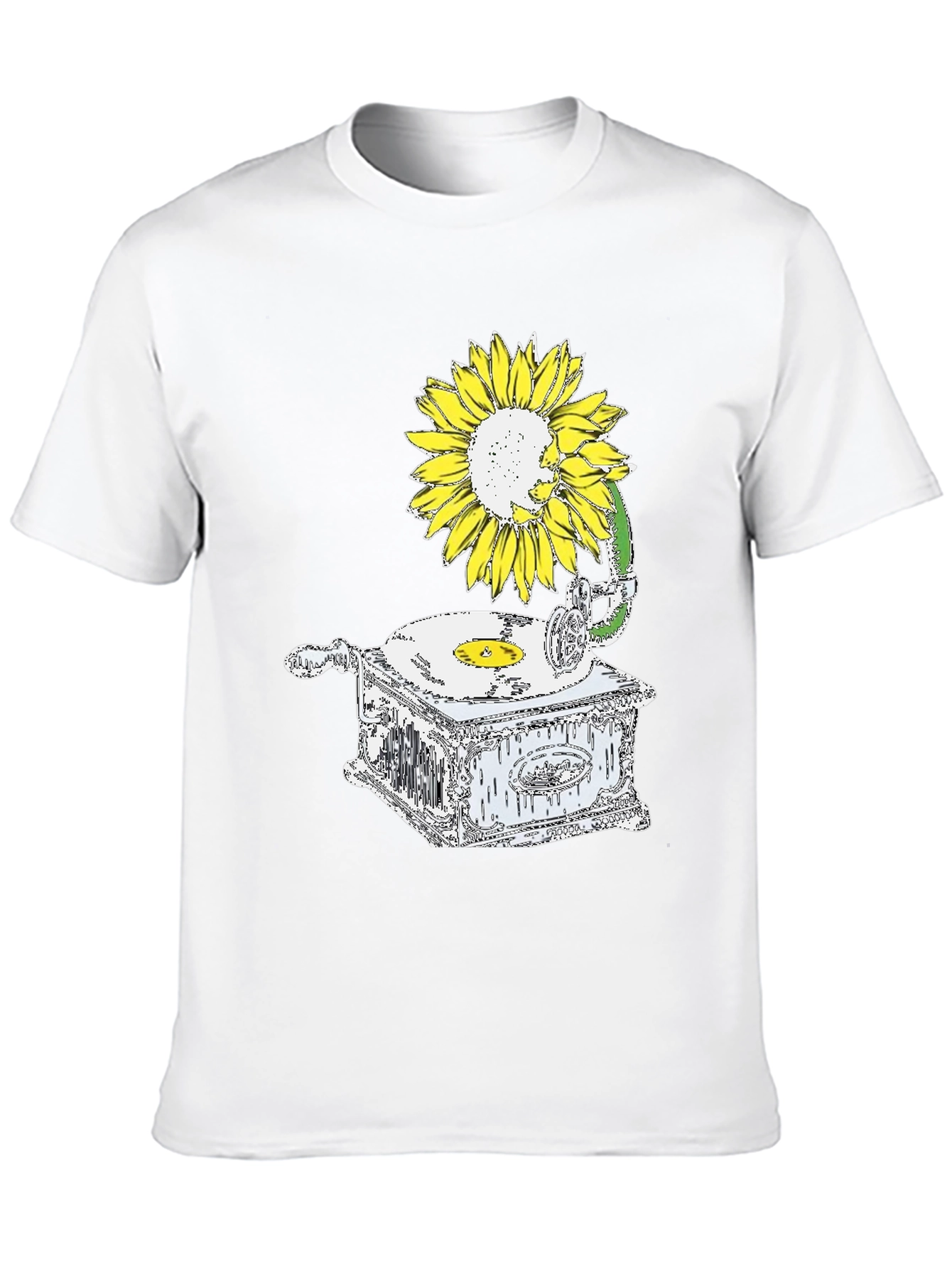 Sunflower Gramophone Black Graphic T-Shirt