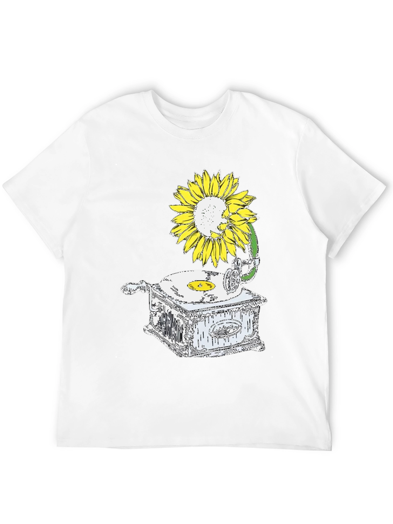 Sunflower Gramophone Black Graphic T-Shirt