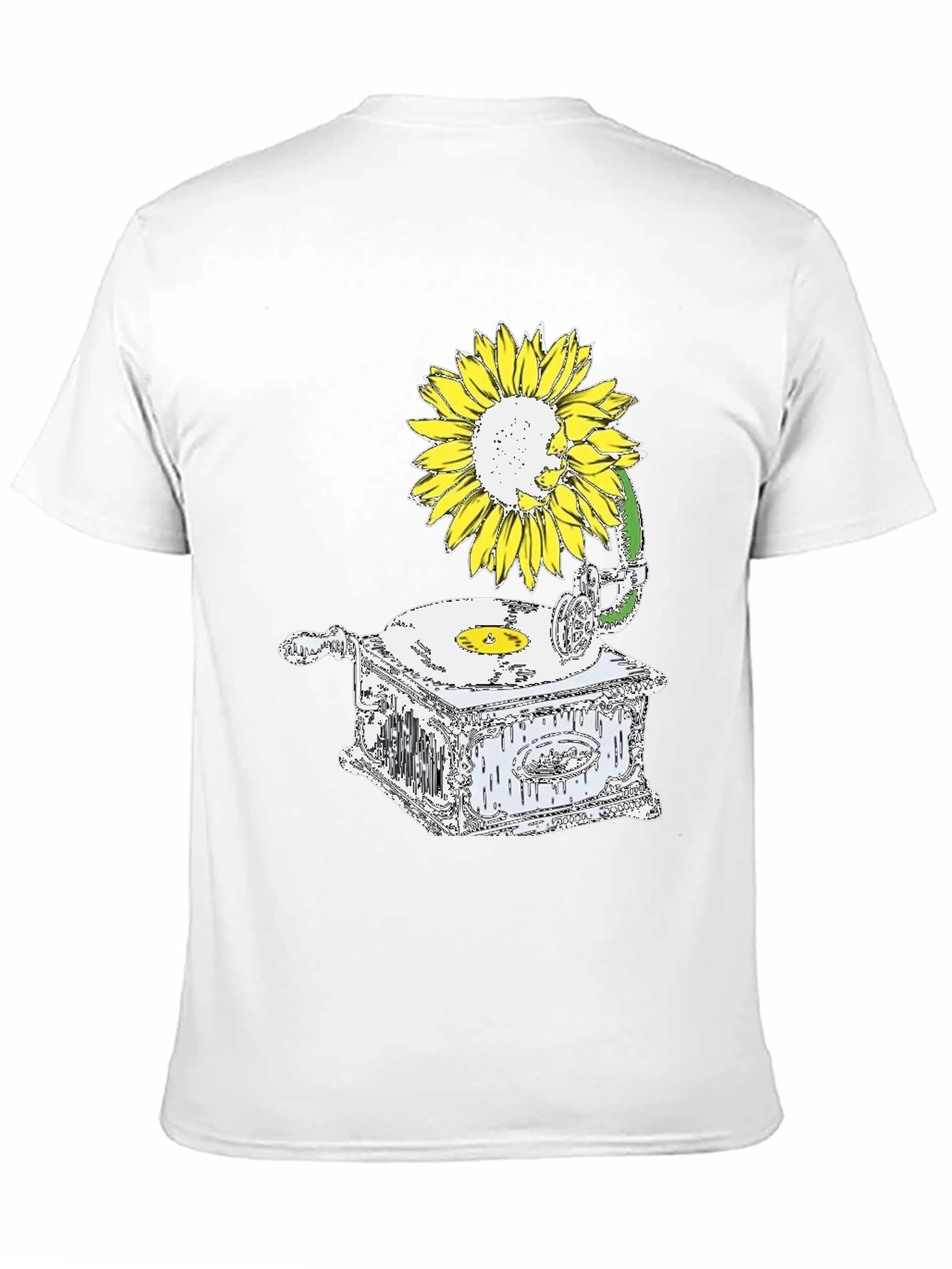 Sunflower Gramophone Black Graphic T-Shirt