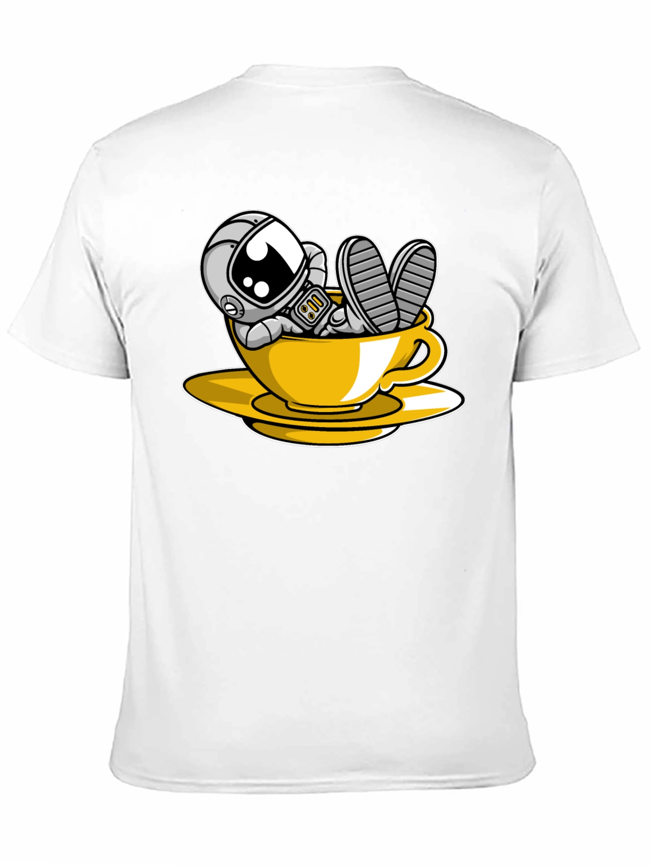 Astronaut in Teacup Graphic Black T-Shirt
