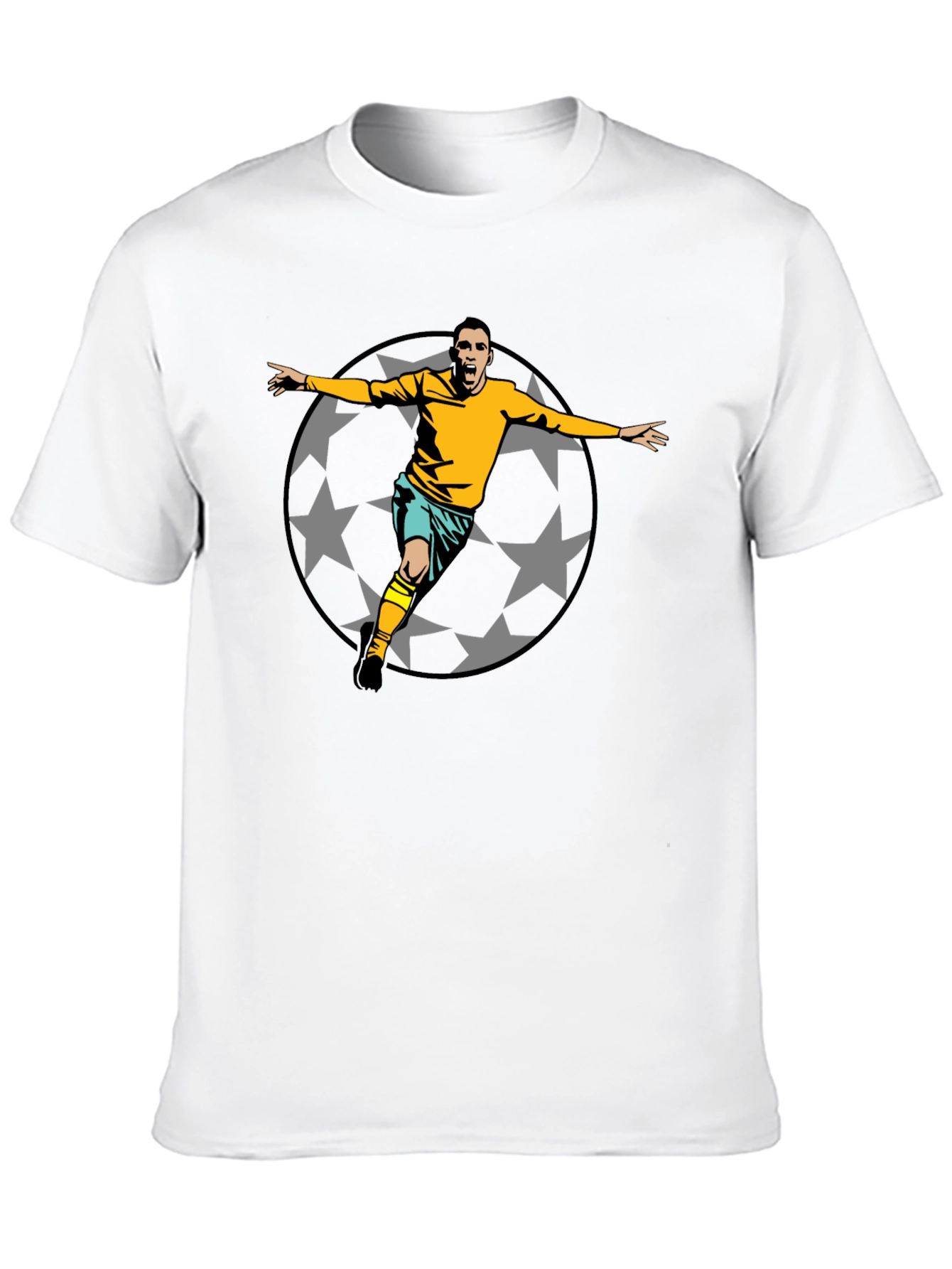 Soccer Star Graphic Tee - Black Cotton T-Shirt