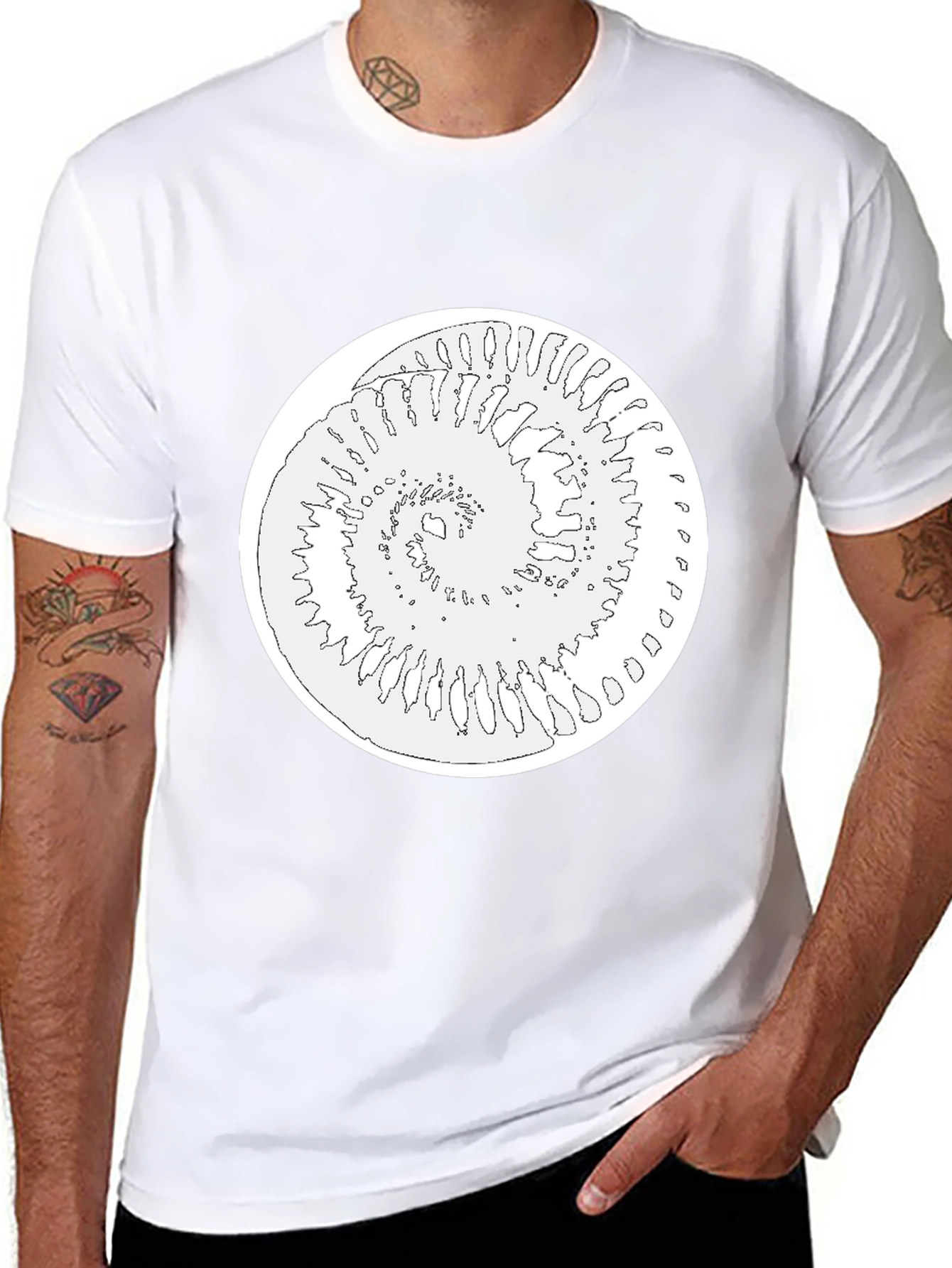 Spiral Graphic Tee - Black Cotton Blend Shirt