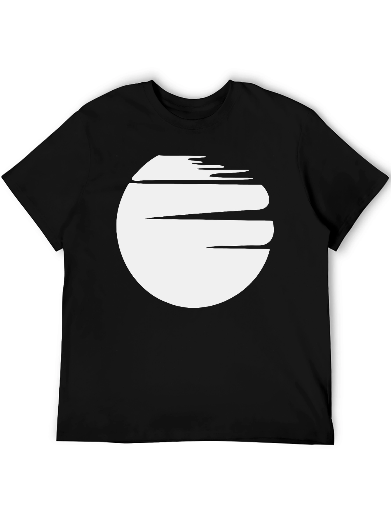 Abstract White Circle Graphic Black T-Shirt