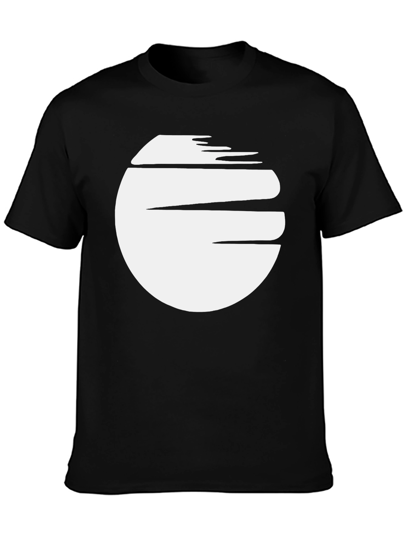 Abstract White Circle Graphic Black T-Shirt
