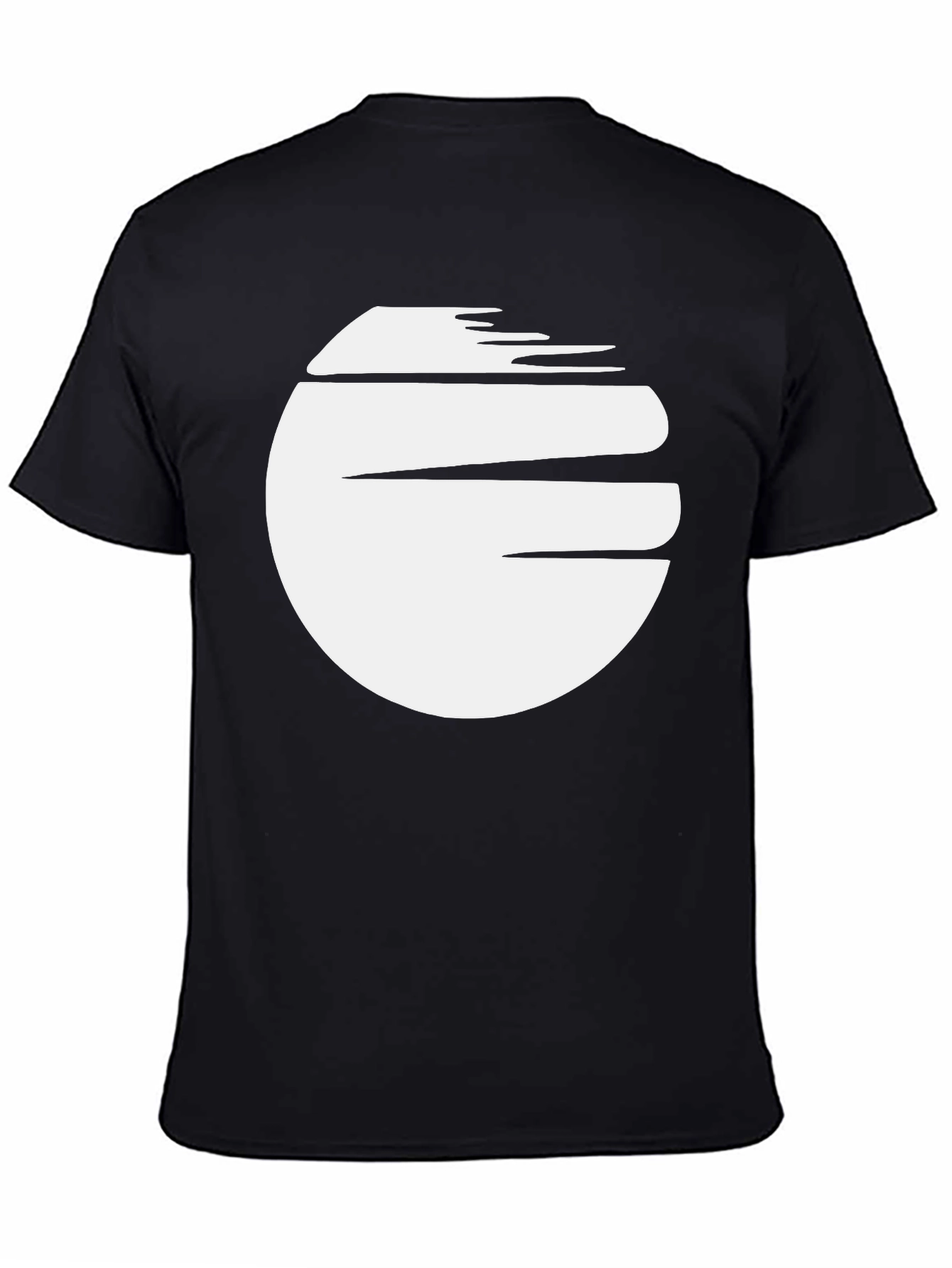 Abstract White Circle Graphic Black T-Shirt