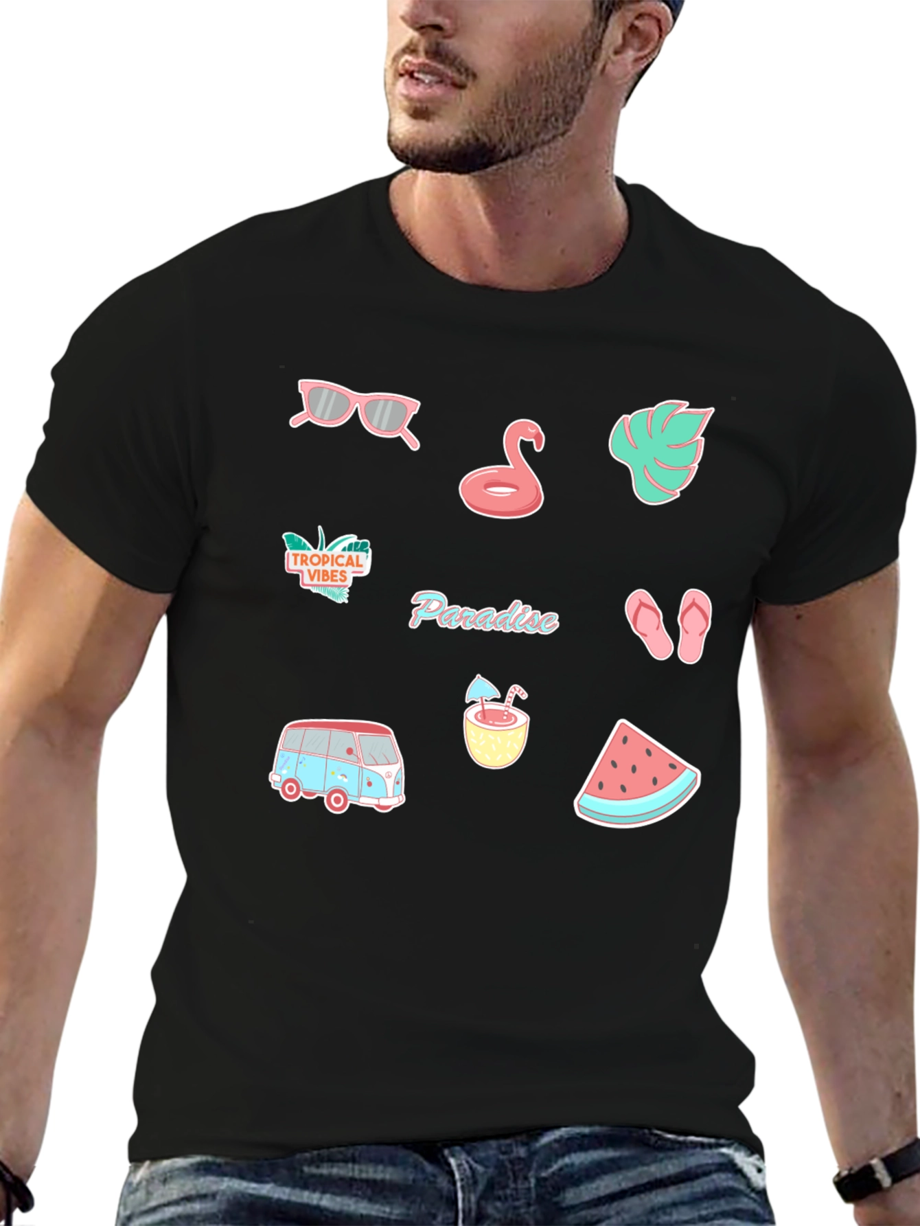 Tropical Paradise Graphic Tee - Vacation Vibes!