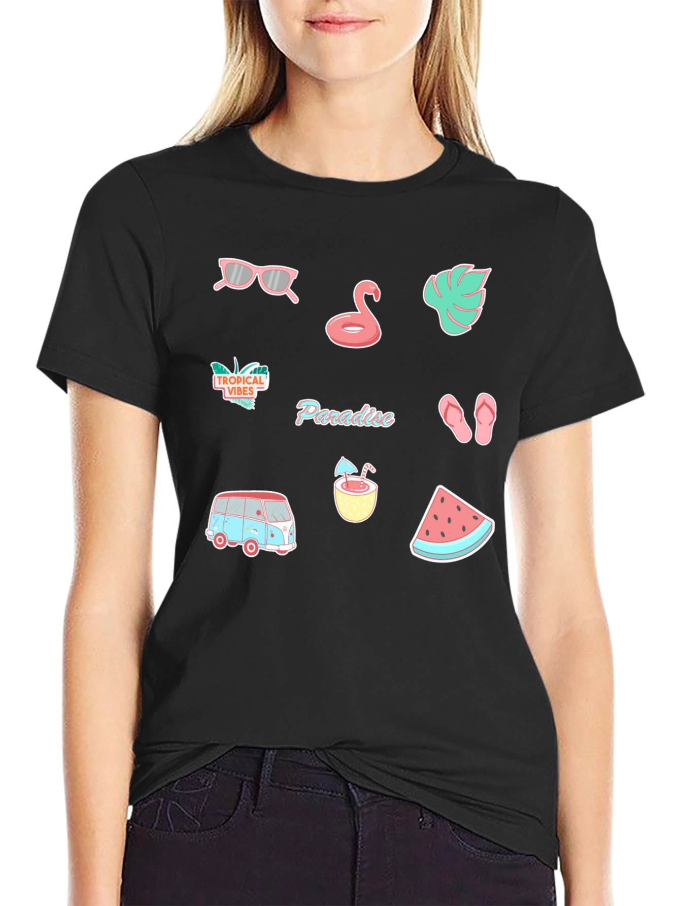Tropical Paradise Graphic Tee - Vacation Vibes!
