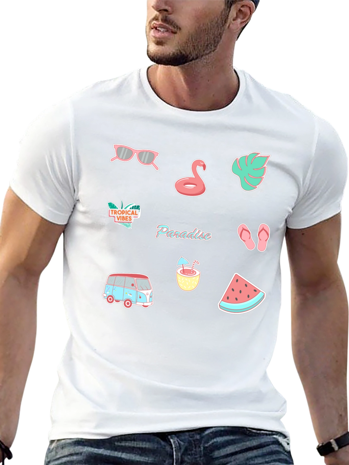 Tropical Paradise Graphic Tee - Vacation Vibes!