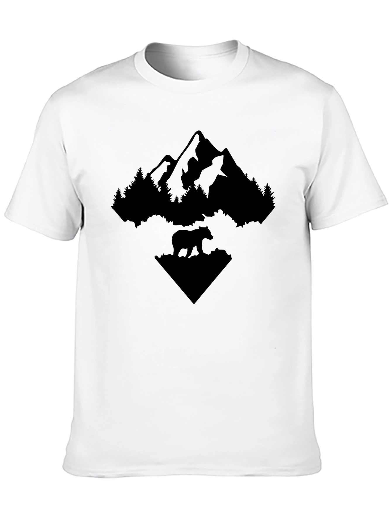 Nature Bear Mountain Graphic Tee - Black