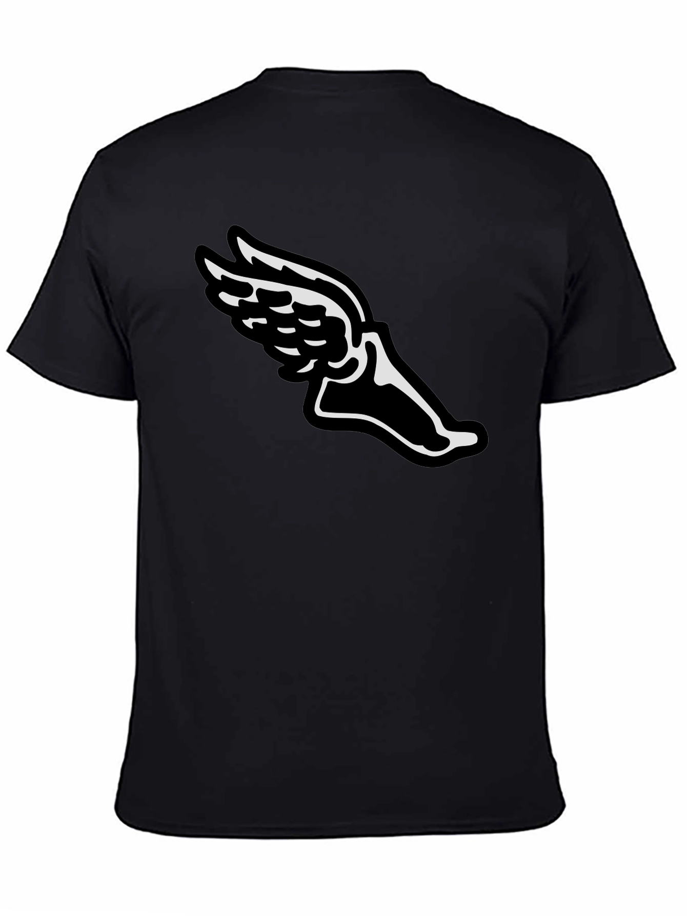 Winged Foot Graphic Tee - Black Cotton T-Shirt
