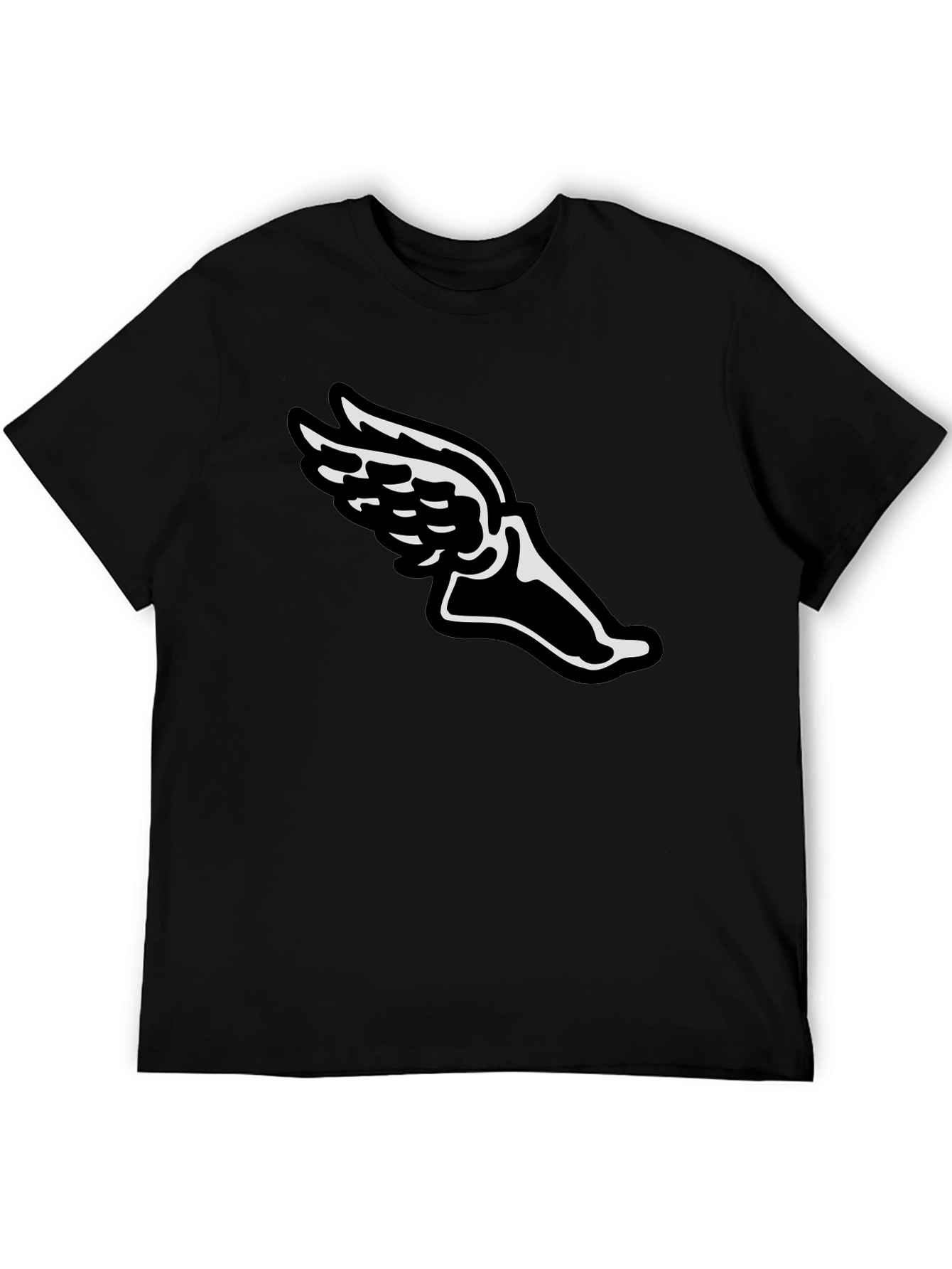 Winged Foot Graphic Tee - Black Cotton T-Shirt
