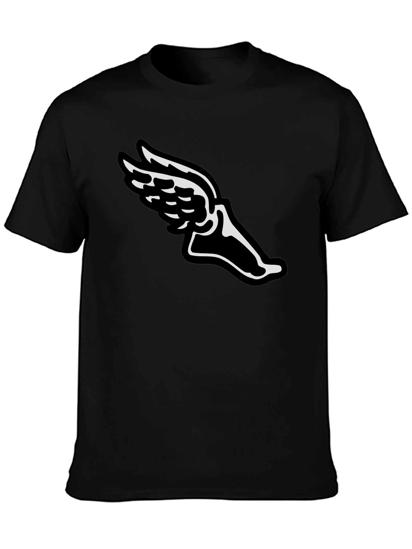 Winged Foot Graphic Tee - Black Cotton T-Shirt