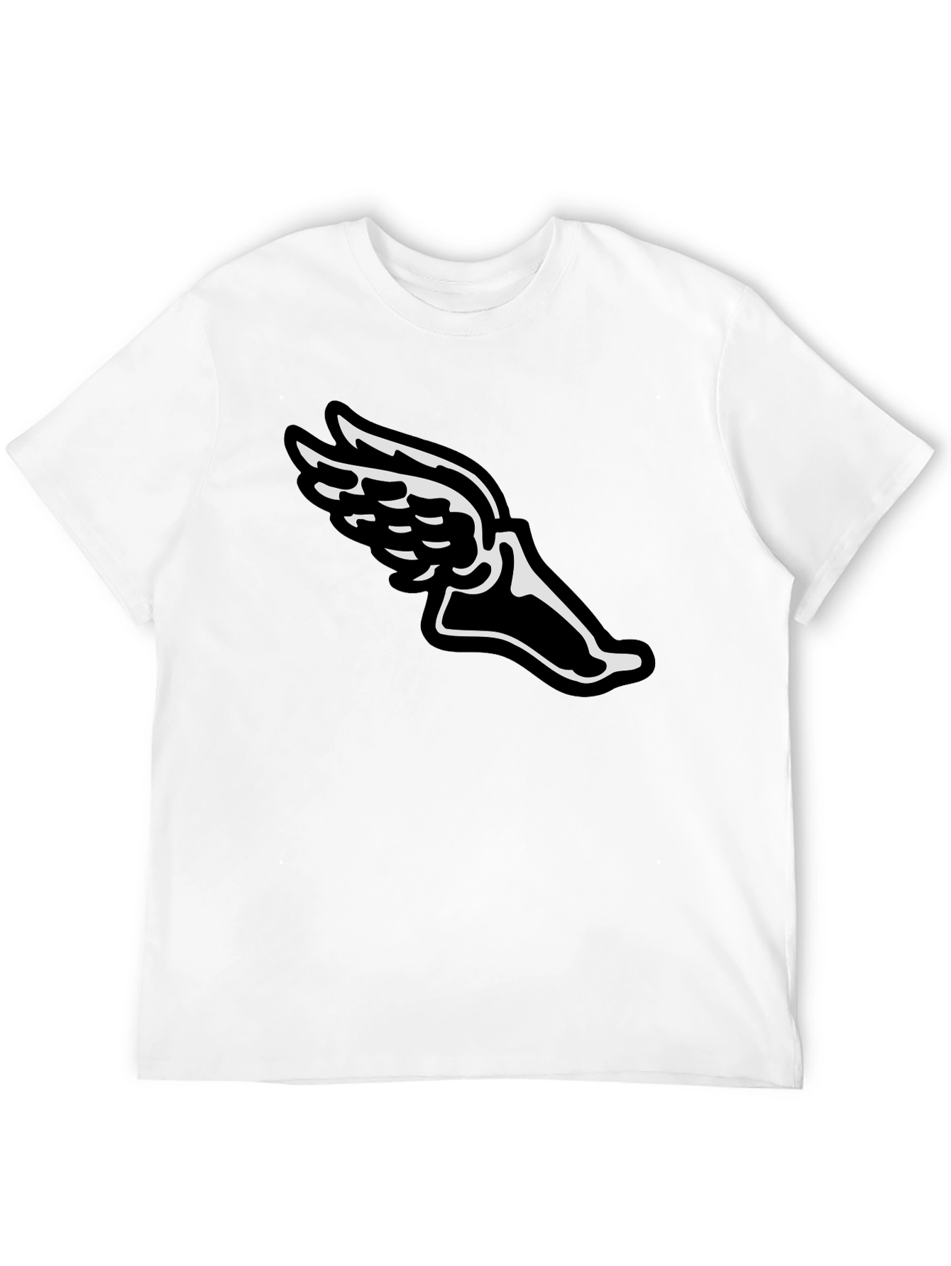 Winged Foot Graphic Tee - Black Cotton T-Shirt