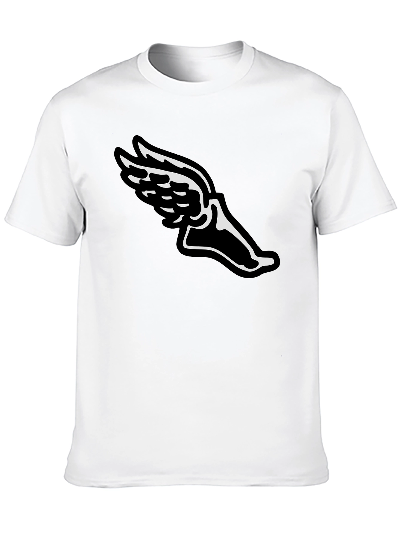 Winged Foot Graphic Tee - Black Cotton T-Shirt