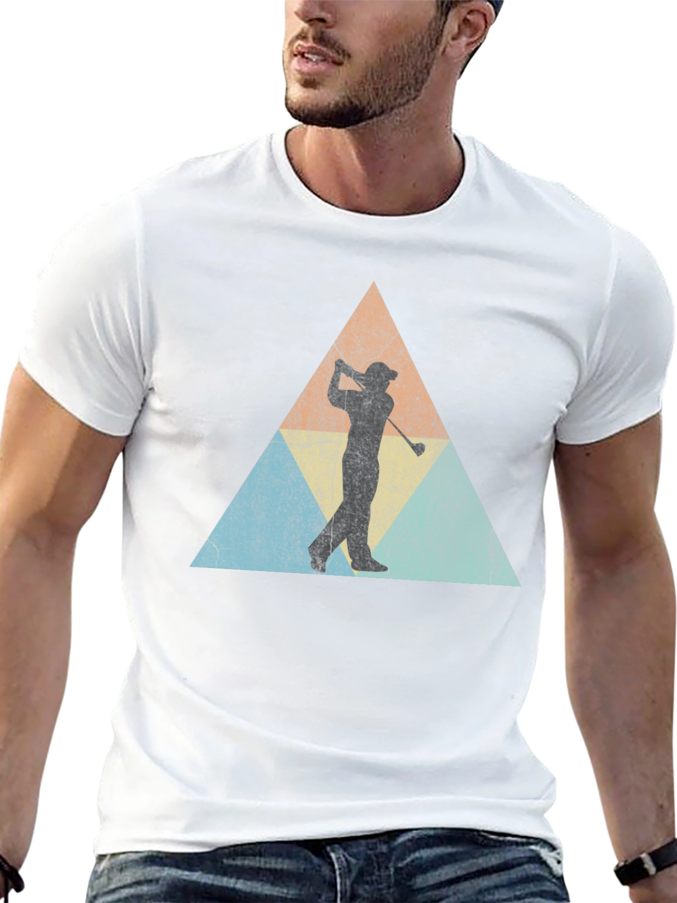 Retro Golfer Triangle Tee