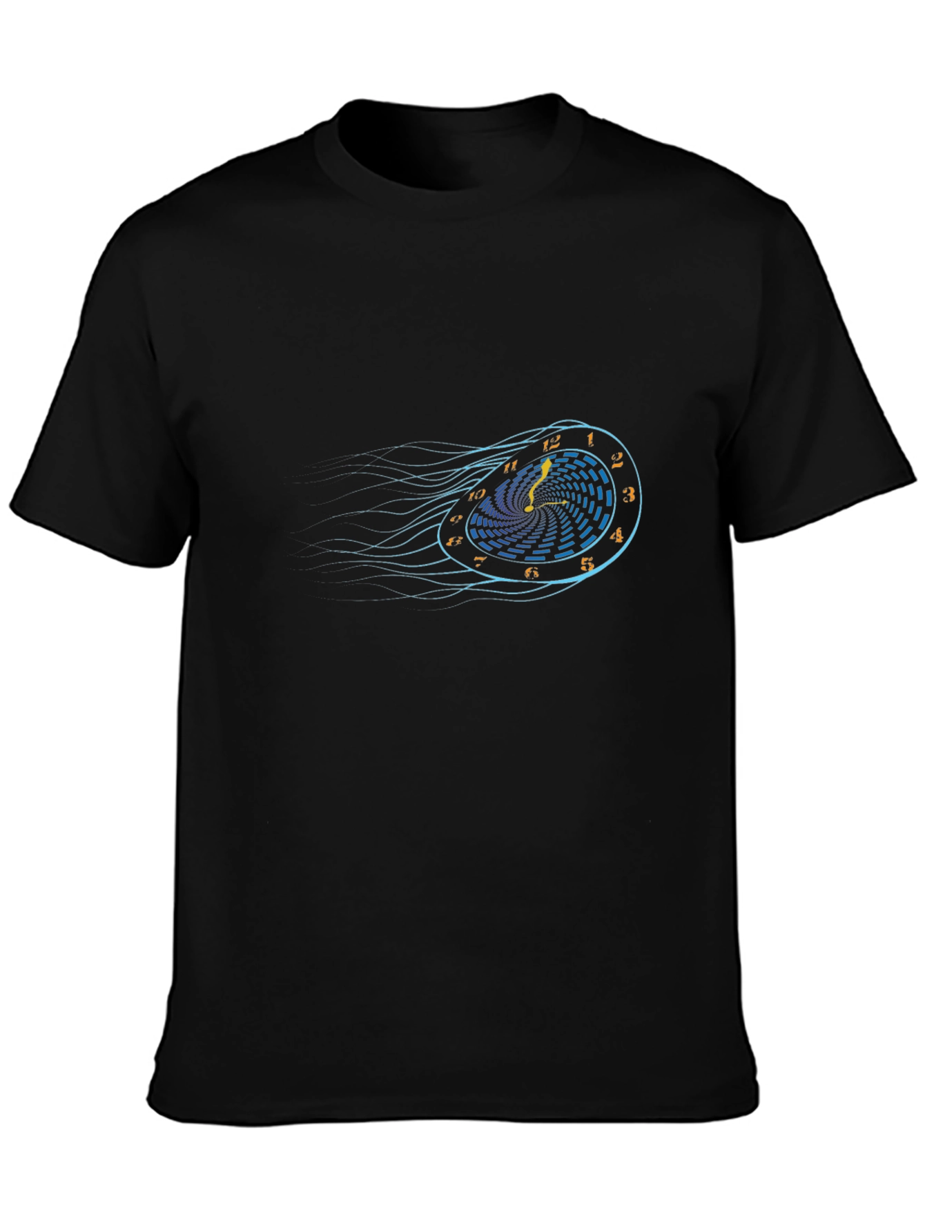 Time Warp Black T-Shirt - Retro Clock Design