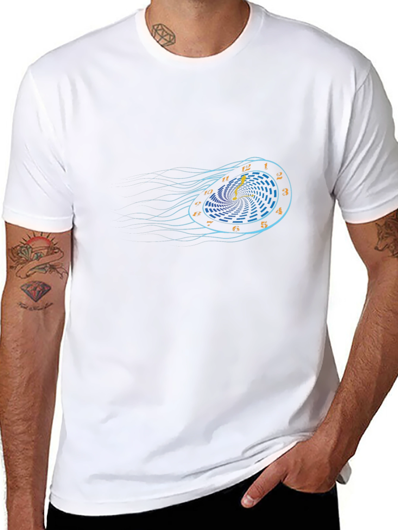 Time Warp Black T-Shirt - Retro Clock Design