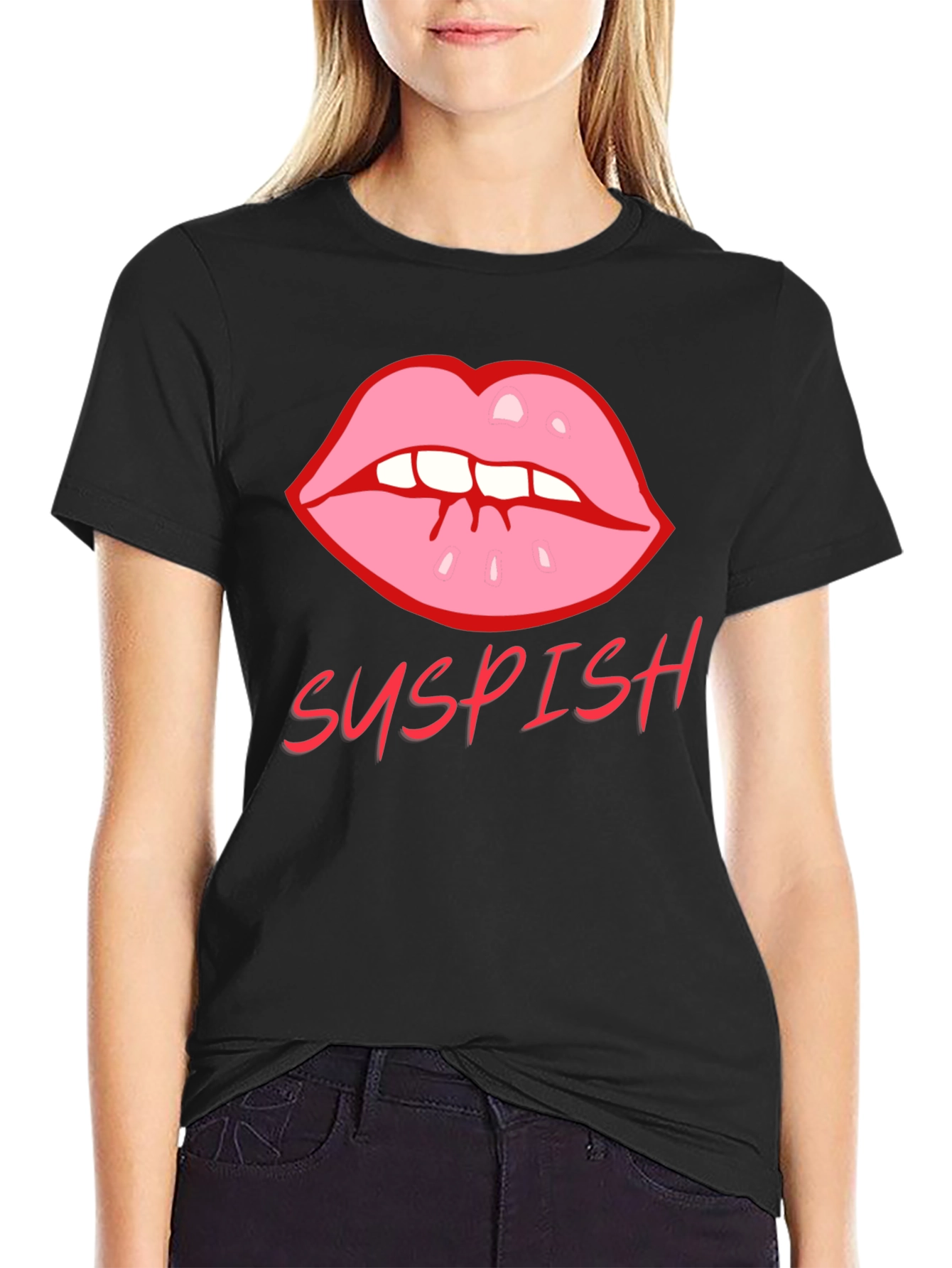 Suspish Lips Graphic Tee - Black