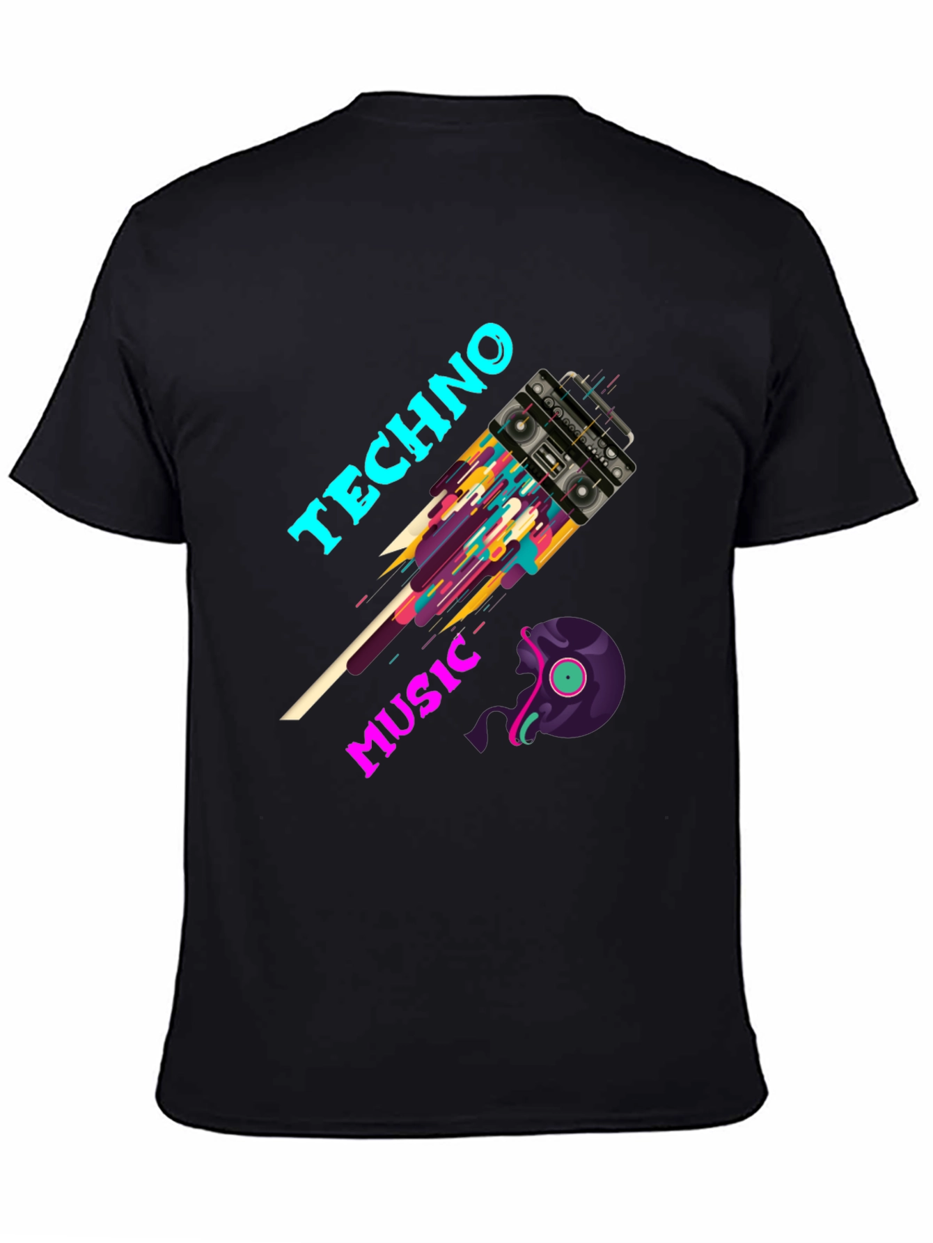 Techno Music T-Shirt - Boombox & Vinyl Graphic Tee