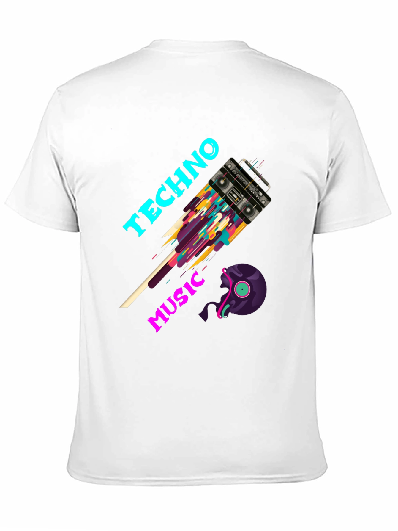 Techno Music T-Shirt - Boombox & Vinyl Graphic Tee